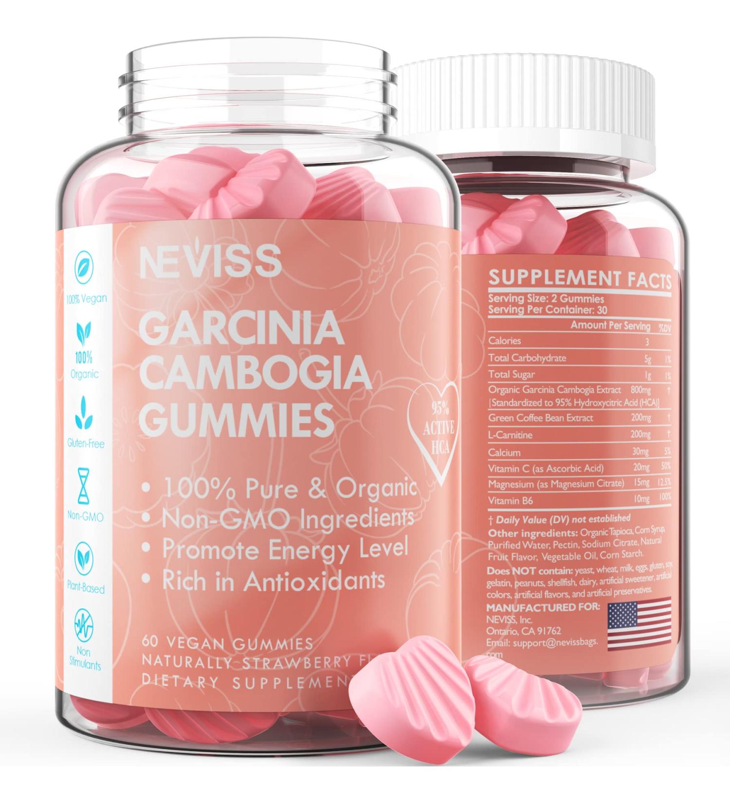 Garcinia Cambogia Gummies 800mg - 95% HCA Organic Extract Vegan Supplement for Women - Metabolism & Energy Support - 120 Cts (Pack of 2) - Buy Online on GoSupps.com