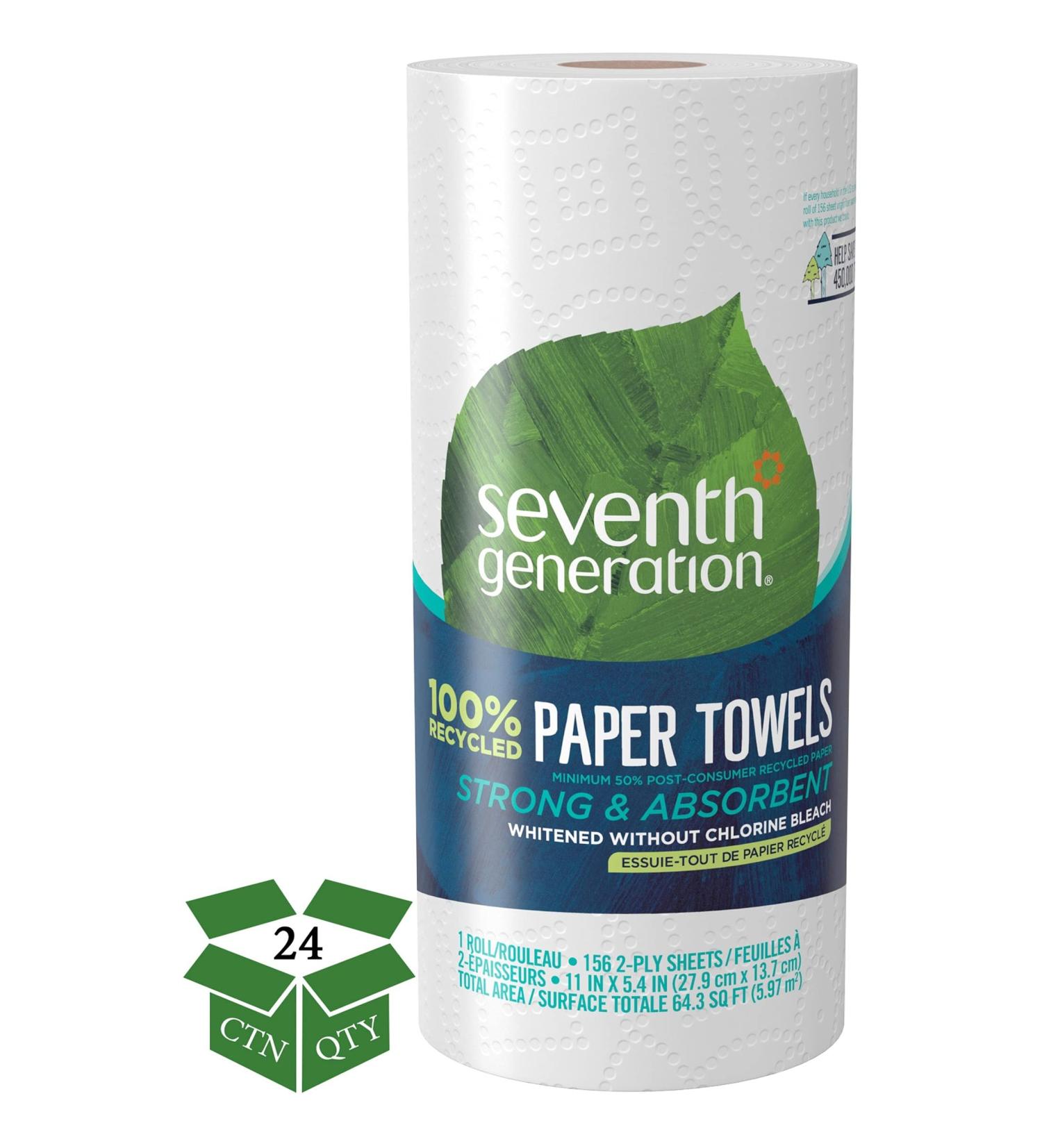 Seventh Generation 100% Recycled Paper Towels, 2-Ply, 24 Rolls - Eco-Friendly & Sustainable - Buy Online on GoSupps.com