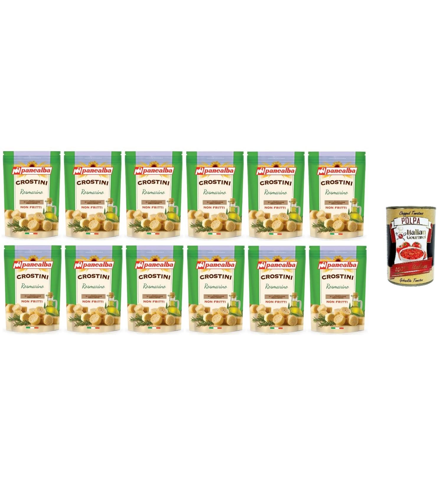  Italian Gourmet E.R. Panealba Crostini Rosmarino Rosemary Crostini Unfried 100g + Pulpa Italian Gourmet 400g 12 Pieces - Buy Online on GoSupps.com