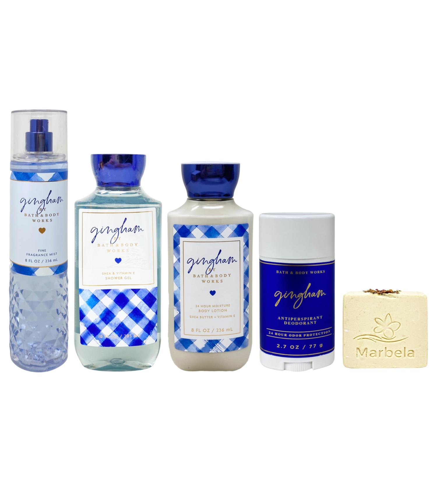 Bath & Body Works Gingham Fine Fragrance Mist Body Lotion Shower Gel and Antiperspirant Deodorant with a Creamy Rose Bar Soap - Buy Online on GoSupps.com