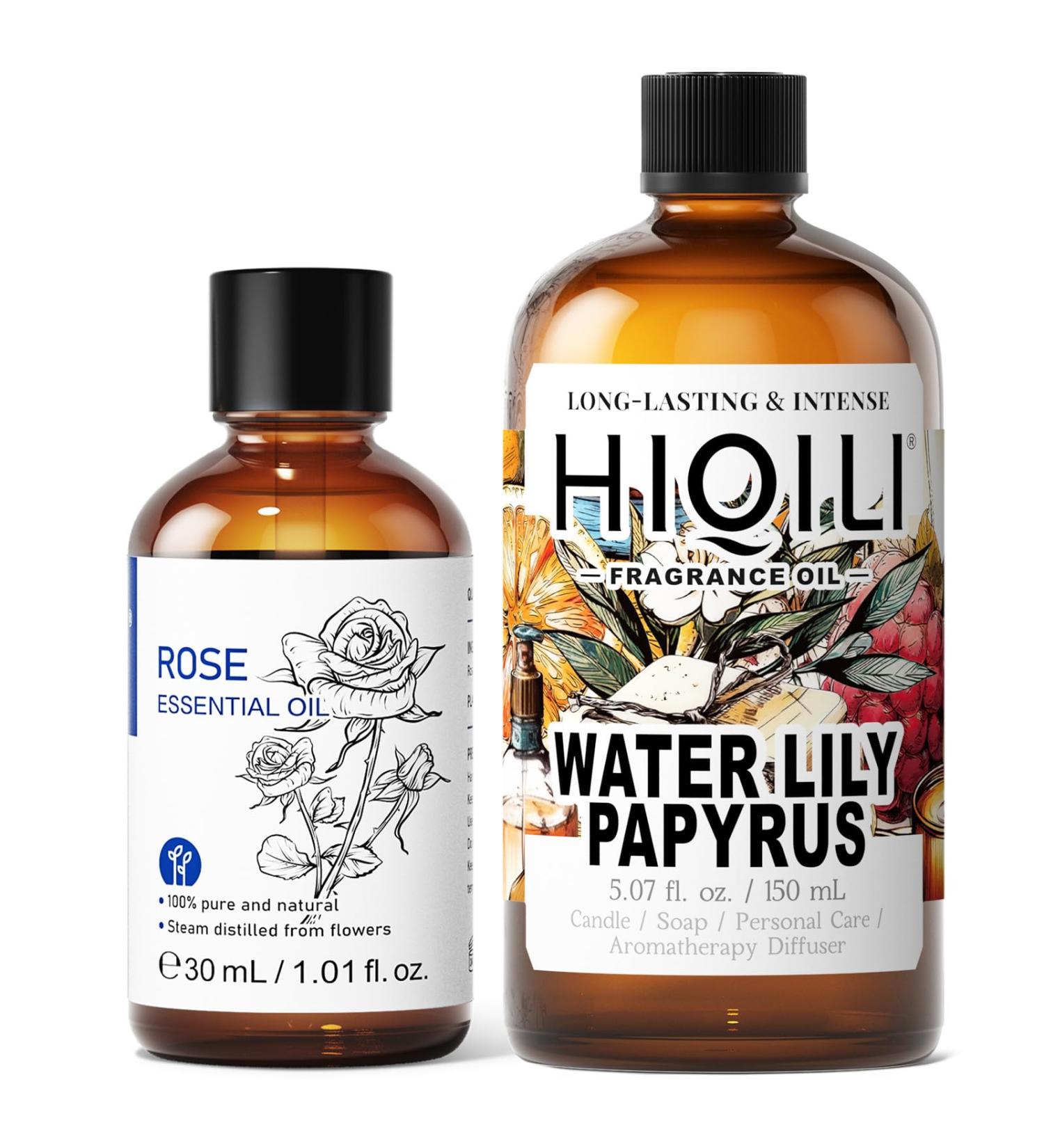 HIQILI 30ML Rose Essential Oil & 150ML Water Lily Papyrus Fragrance Oil for DIY Diffuser - Buy Online on GoSupps.com