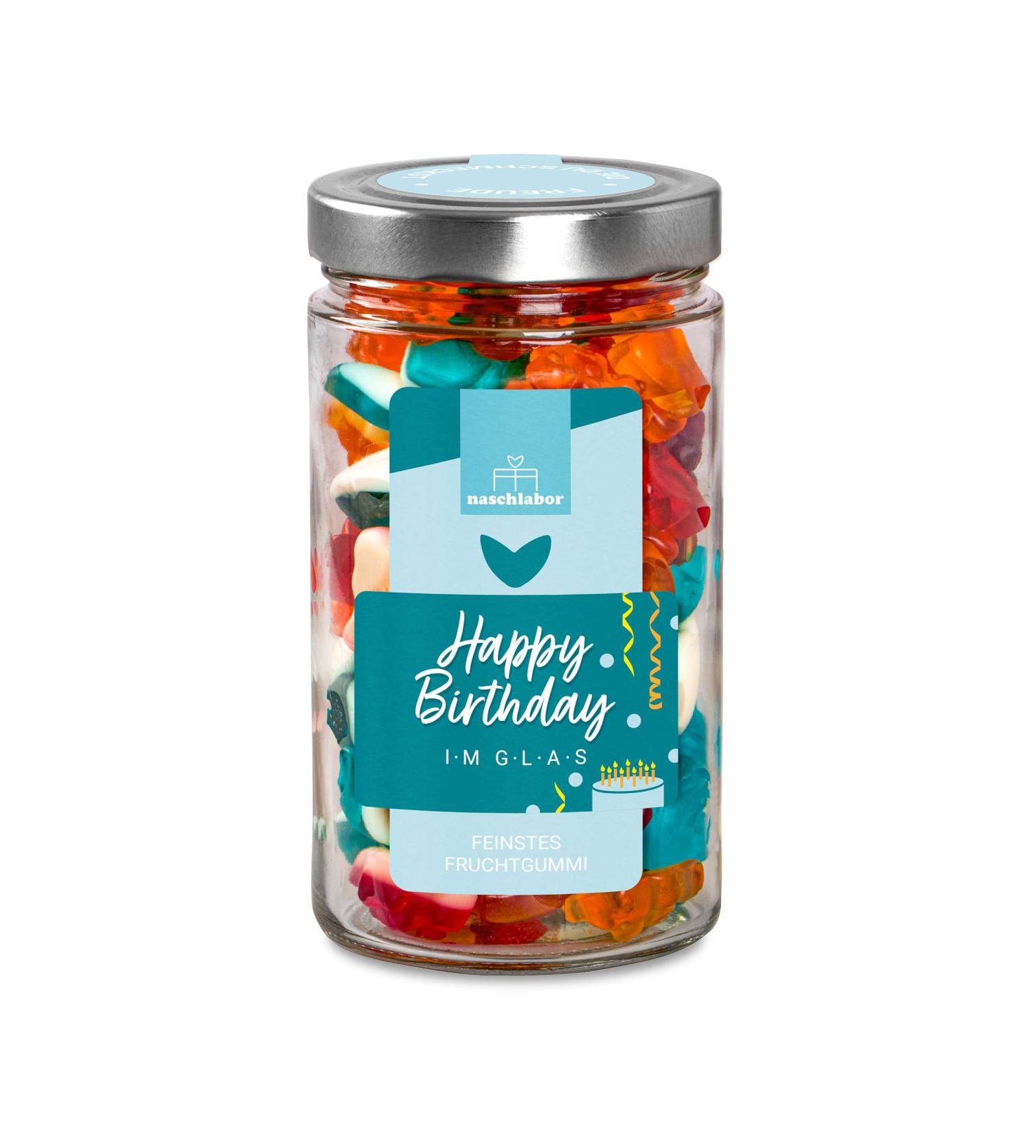 XL Happy Birthday Fruit Rubber in Gift Glass 530G | Delicious Birthday Gift & Perfect Present - Buy Online on GoSupps.com