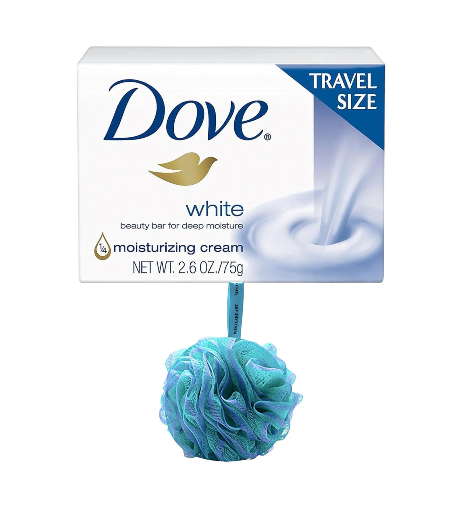 White Travel Size Bar Soap with Bath Sponge - Moisturizing & Gentle Cleansing - Perfect for Skin Nourishment | 2.6 Oz Pack of 1 - Buy Online on GoSupps.com