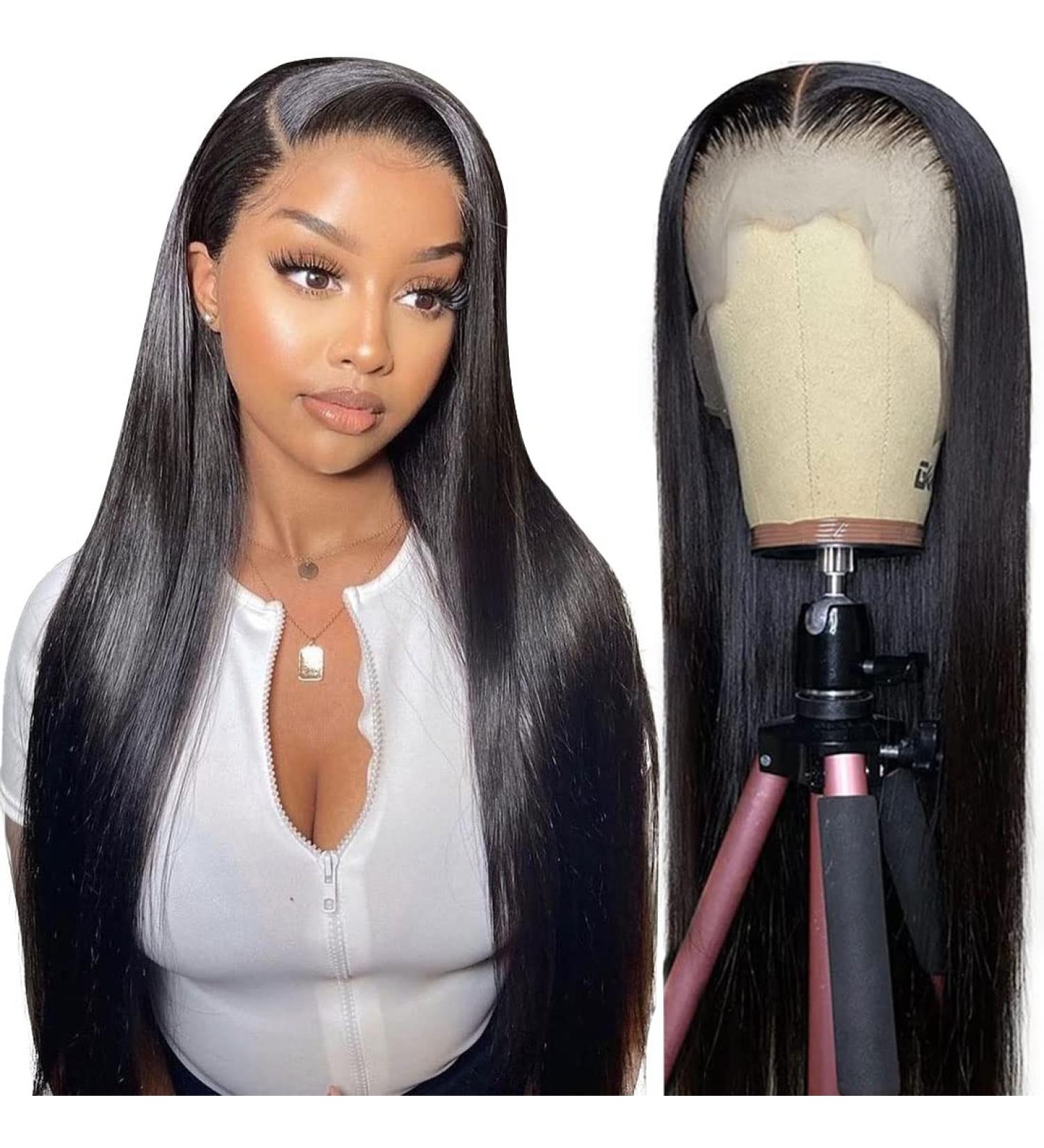 Alimice 22 Inch Straight Human Hair Lace Front Wig - 180% Density 9A Virgin Hair, HD Transparent Lace, Pre-Plucked Natural Hairline - 13x4 Lace Frontal Wig with Baby Hair - Buy Online on GoSupps.com