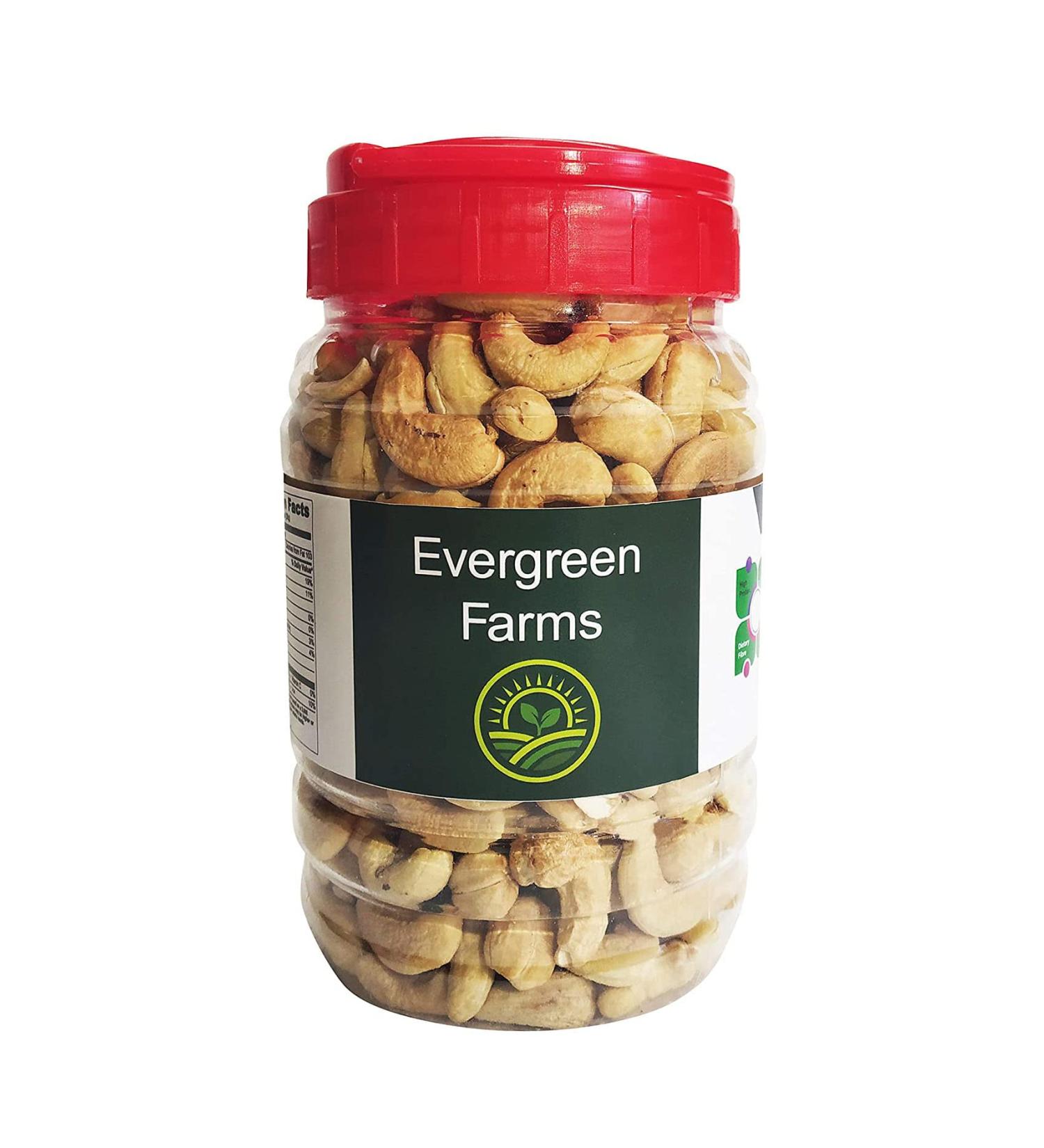 Evergreen Farms Fresh Roasted Light Brown Whole Cashews Cashew Nut (Kaju) in Pet 500 Grams