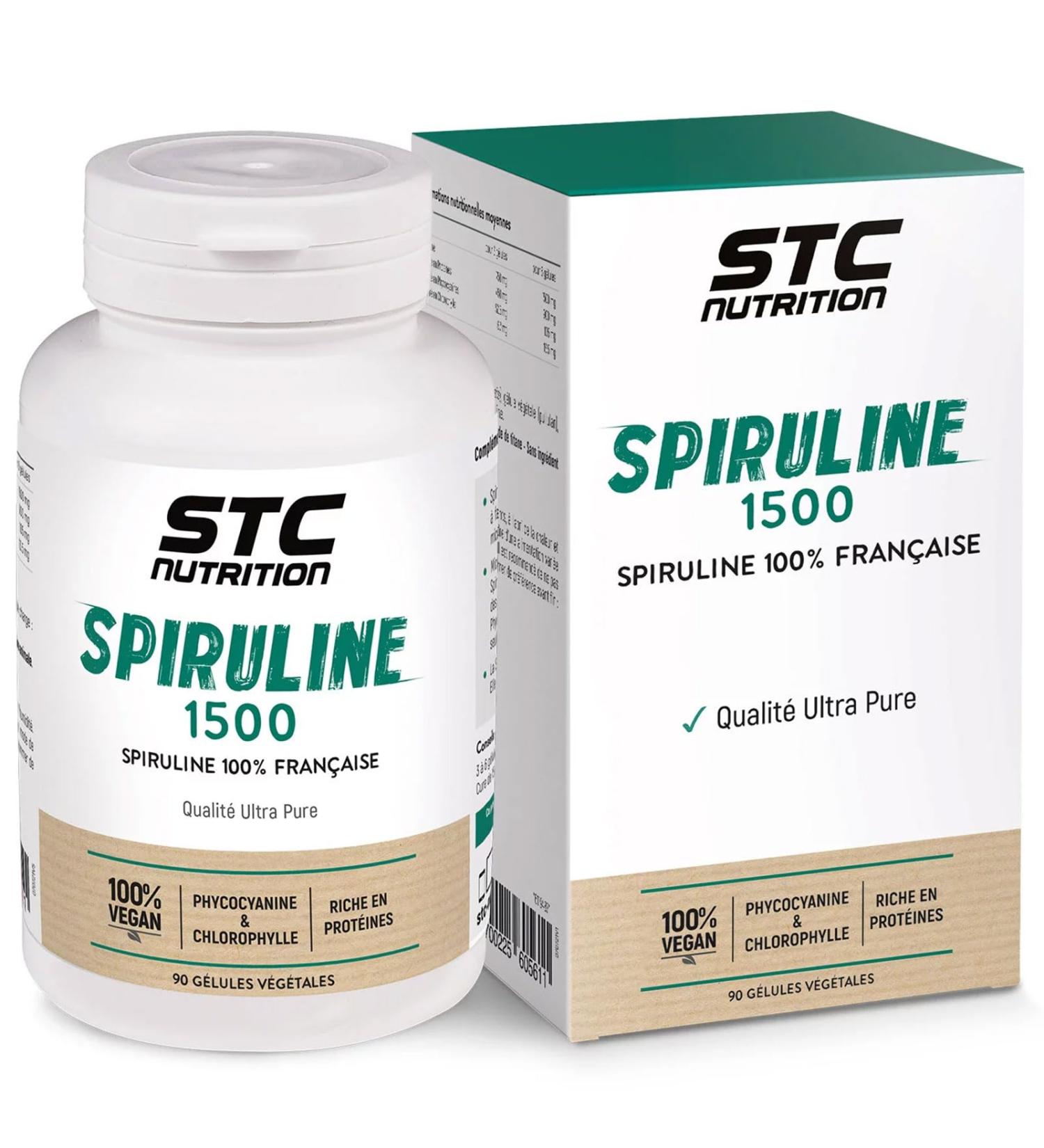 STC NUTRITION - Spirulina 1500 - 100% French Spirulina Food Supplement - Ultra-Pure Quality - High in Protein - Guaranteed Phycocyanins and Chlorophyll Content - 90 Capsules - Buy Online on GoSupps.com