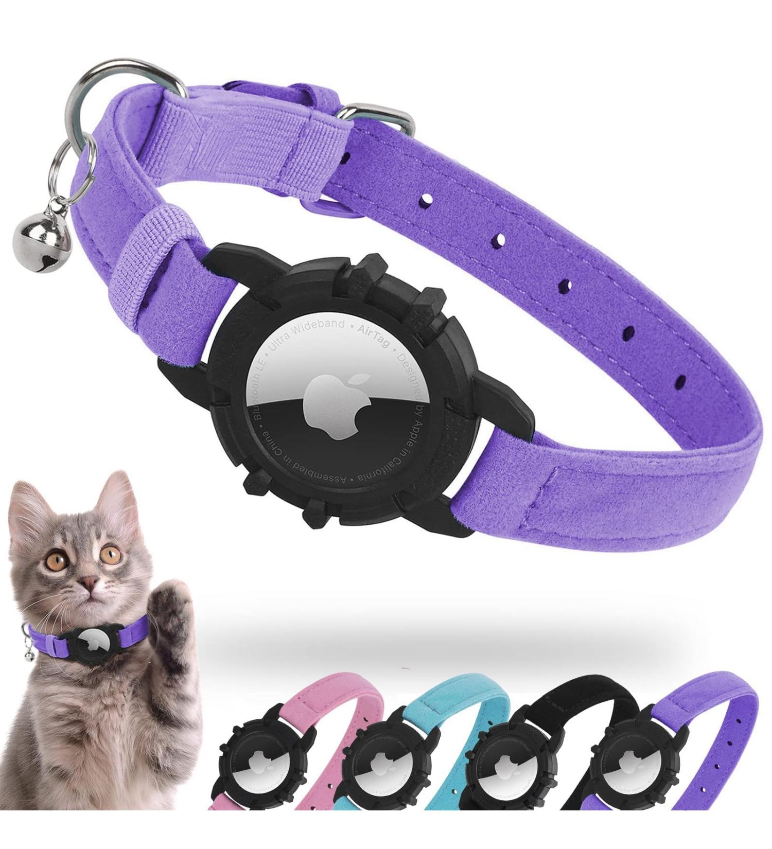 Jiaarui Airtag Cat Collar - Soft GPS with Apple AirTag Bracket & Bell Light Tracker for Young Cats (Purple) - Buy Online on GoSupps.com