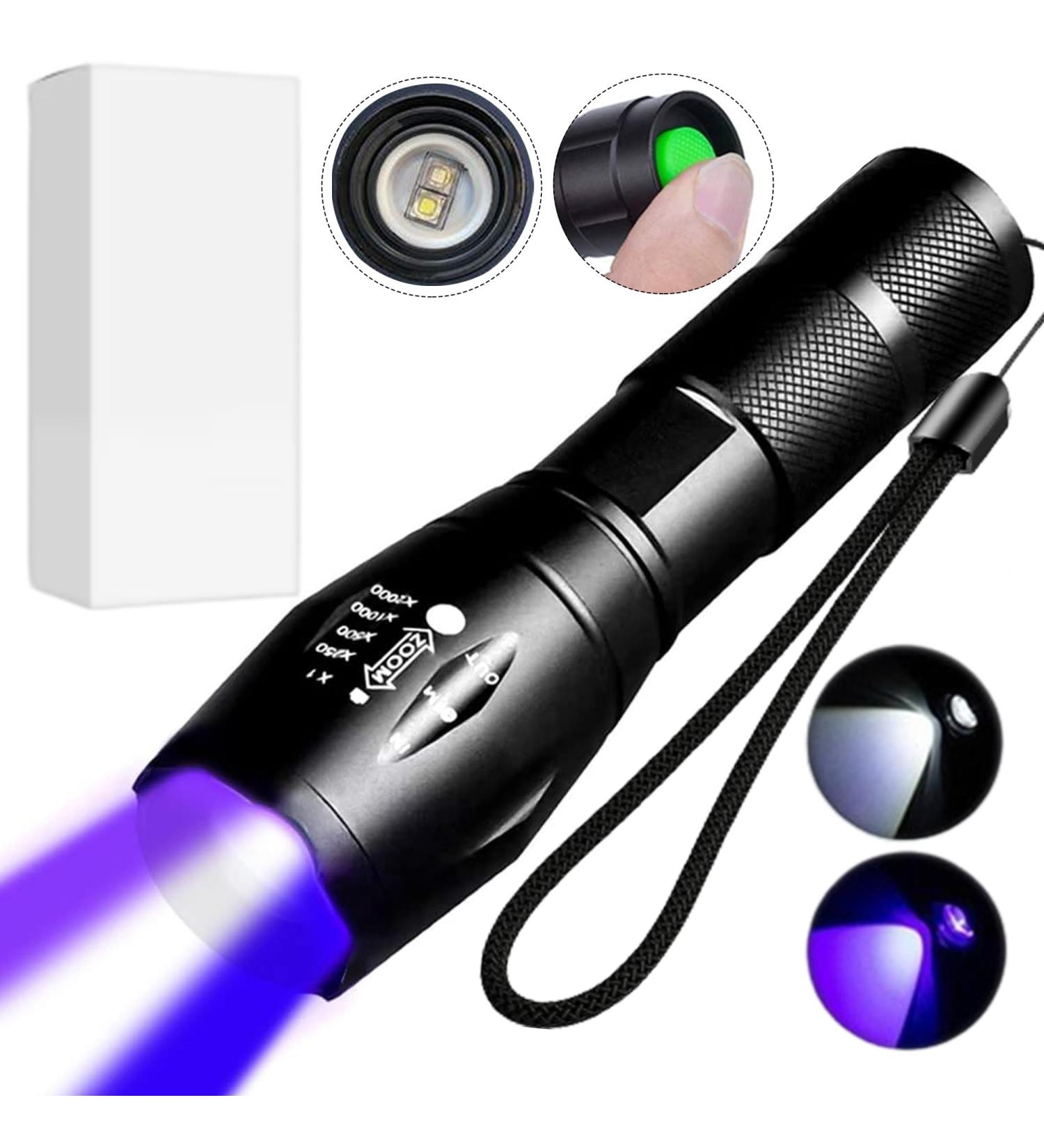 ZASHMART UV Torch 87MM L 9LED Torch 395 NM Black Flashlight Powerful UV Light Pets Urine Detector 26MM Dia Ultraviolet Light Cat Dog Bed Dry Urine Detector (Pack of 5) (2 Modes Zoom Torch) - Buy Online on GoSupps.com
