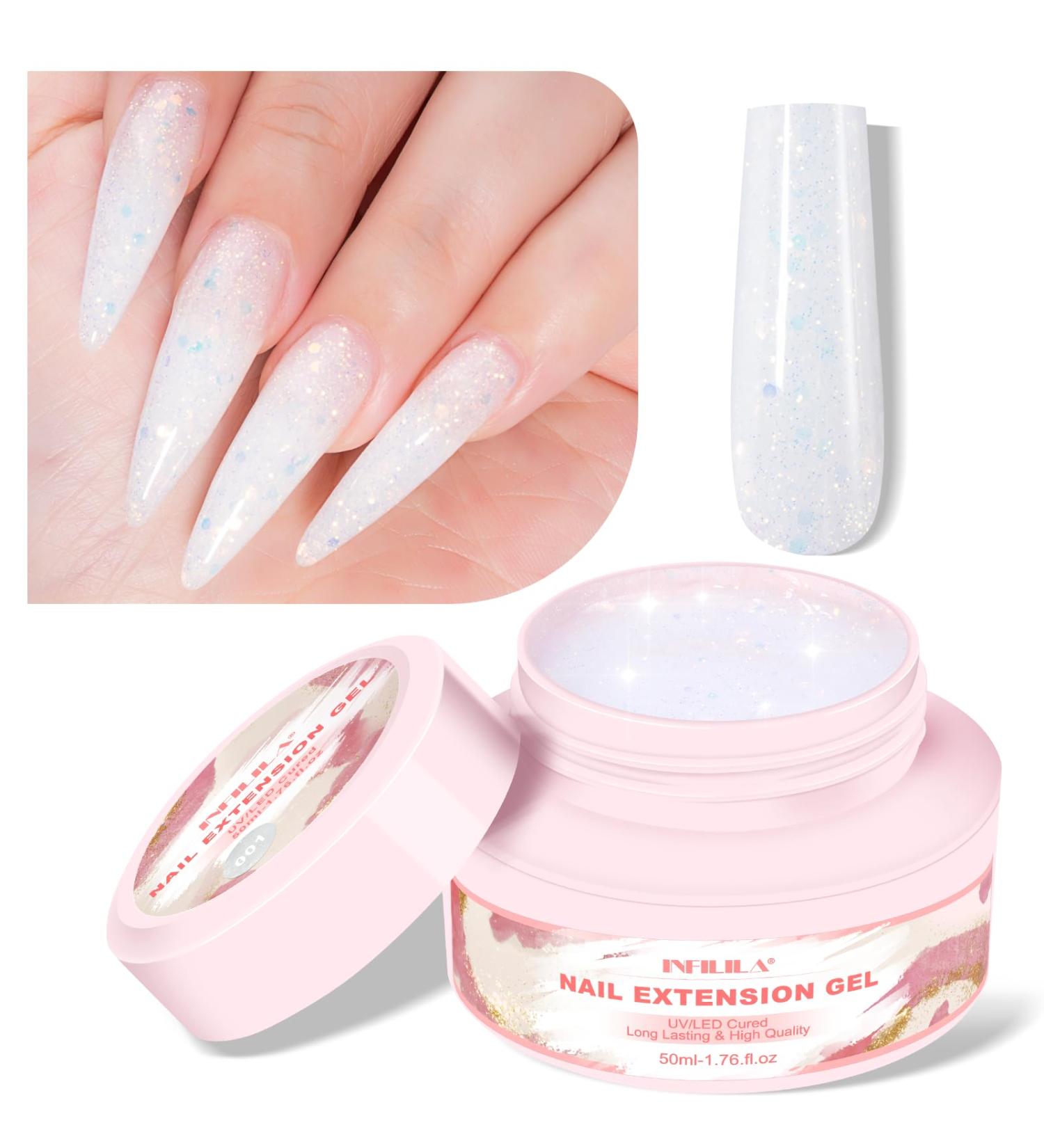 NXJ INFILILA Poly Gel 50ml Builder Gel White Nail Extension Gel Hard Gel for Nails Soak Off UV LED Glitter Gel Nail Polish for Home and Manicure Nail Salon DIY Gift for Girls Women A-white - Buy Online on GoSupps.com