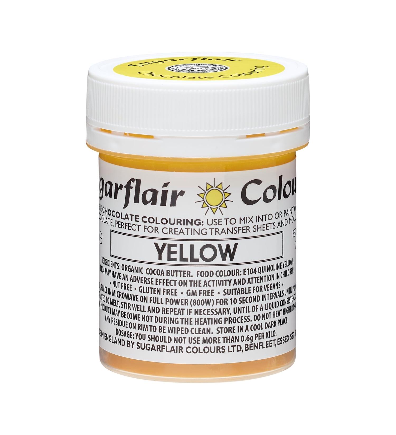 Sugarflair Yellow Chocolate Colouring - Coloured Cocoa Butter for Adding Colour to Chocolate or Painting Directly Onto Chocolate Transfer Sheets or Moulds - 35g