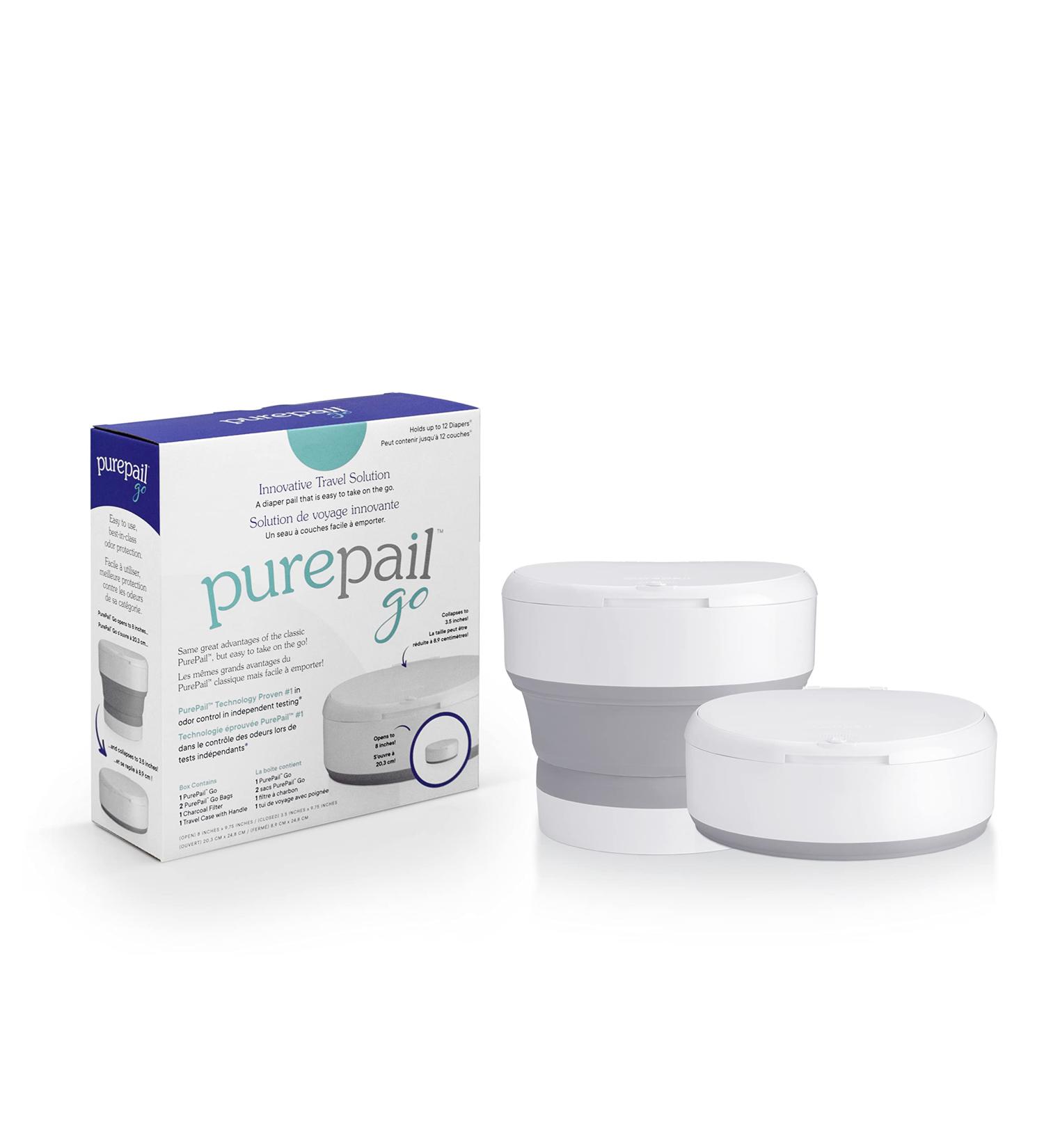 PurePail Go Portable Diaper Pail White Superior Odor Control with No Added Fragrance Collapses for On-the-Go Compact & Space-Saving Go Pail - Buy Online on GoSupps.com