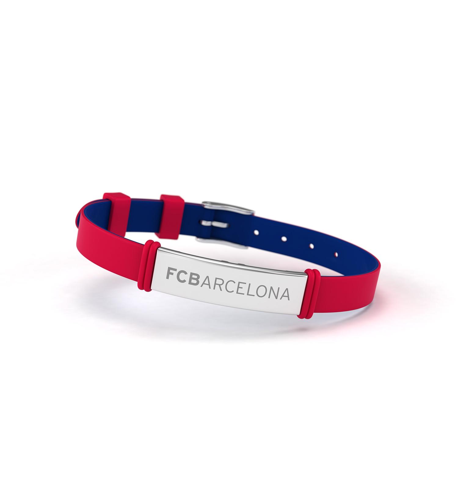 FC Barcelona Silicone and Stainless Steel Adjustable Fashion Bracelet Official Licensed Product Red