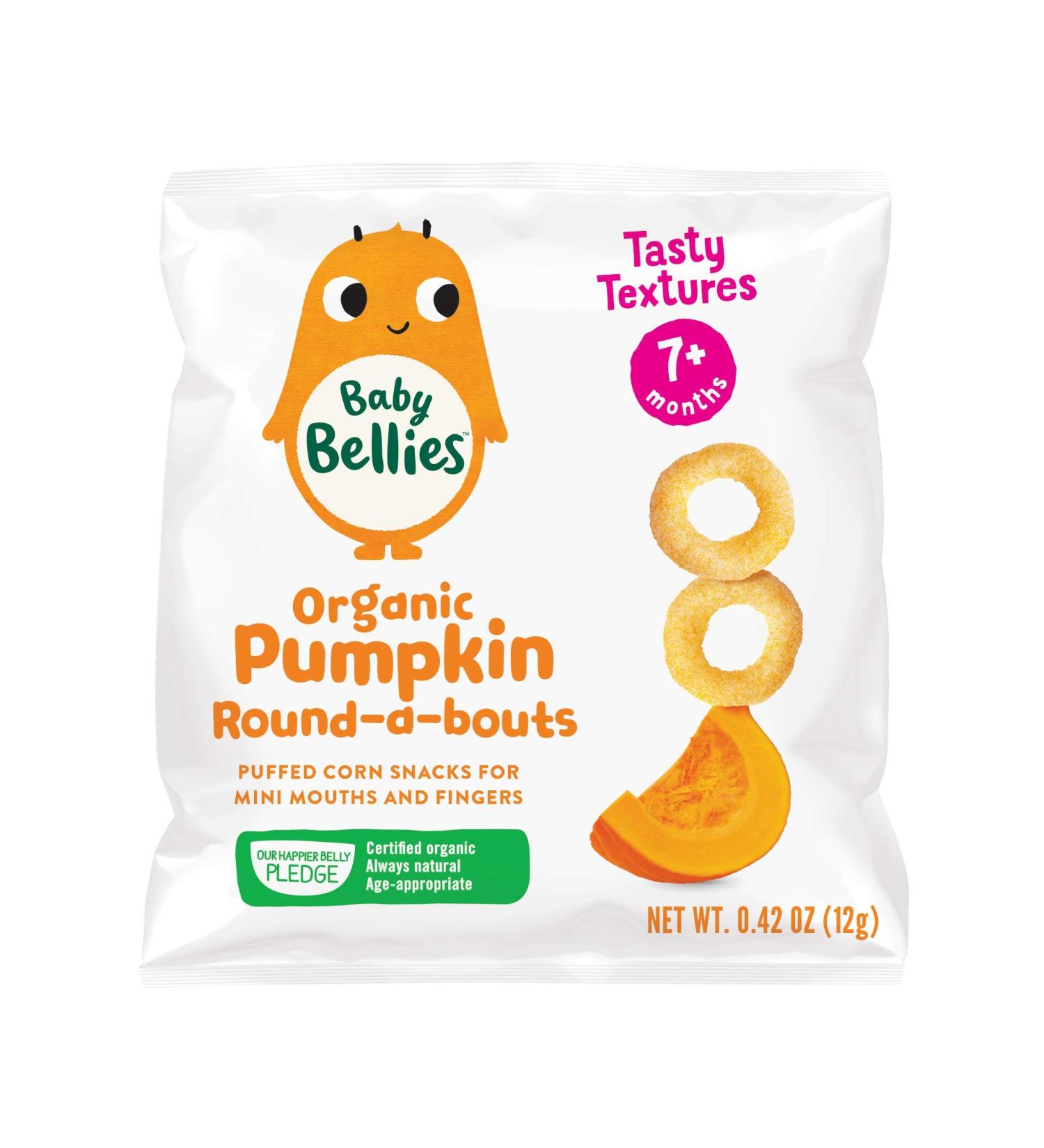 Baby Bellies Organic Pumpkin Round-a-bouts 0.42oz Bag - Pack of 6 | Healthy Baby Snacks - Buy Online on GoSupps.com