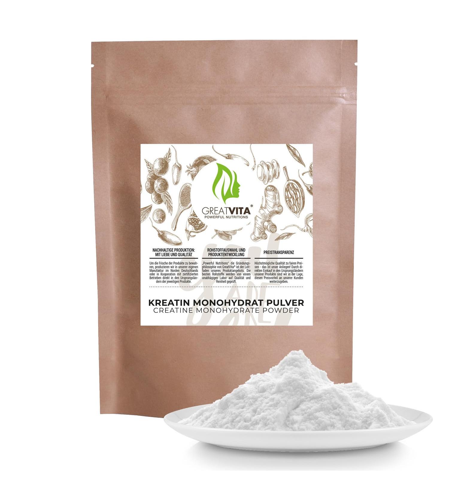  GREAT VITA GreatVita Creatine Monohydrate Powder 1000g | 293 servings Tasteless | Pure Creatine Monohydrate with no additives 100% v - Buy Online on GoSupps.com