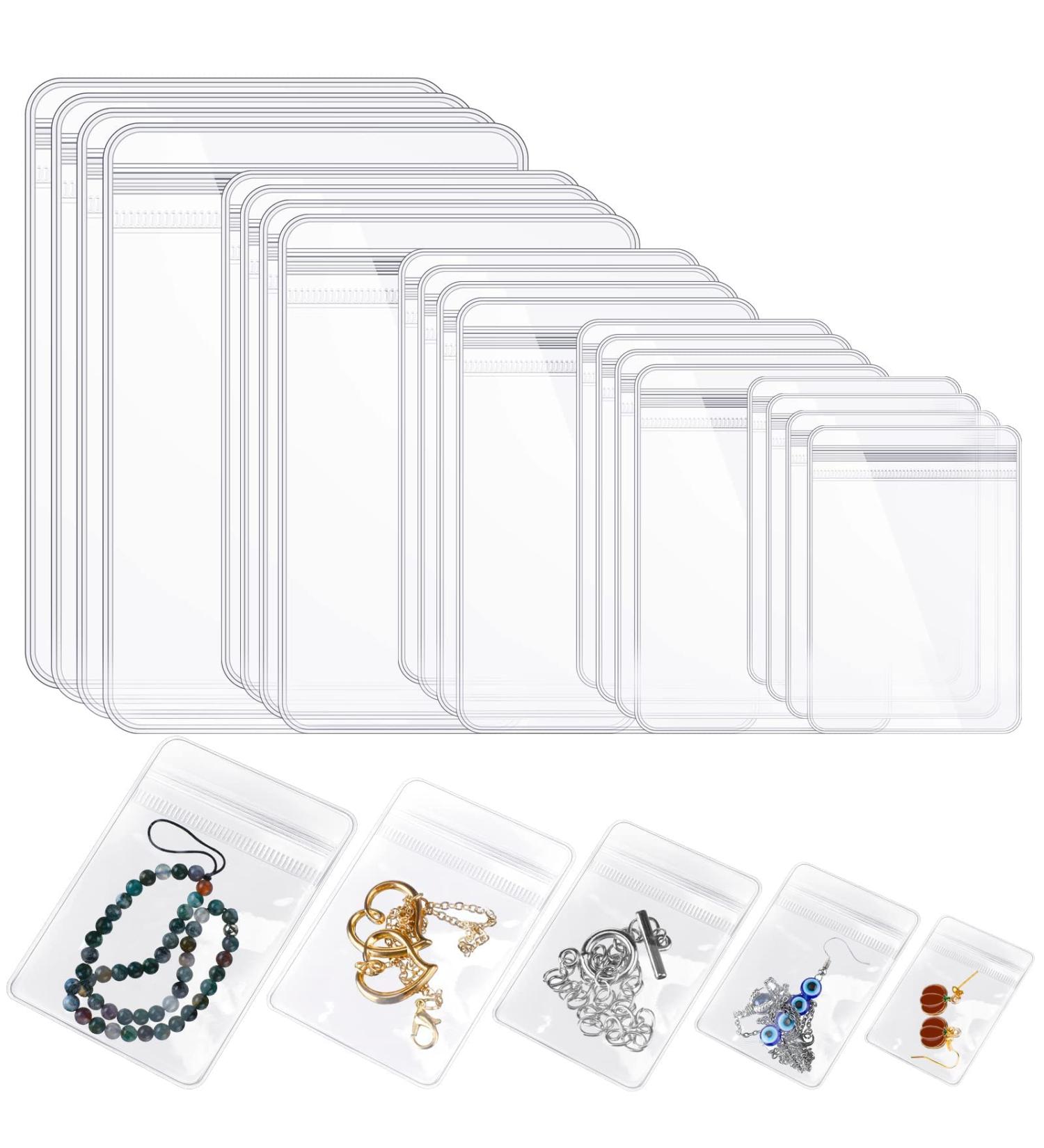 160 Self Seal Anti Tarnish Jewelry Storage Bags - Clear PVC Organizer Pouches for Earrings, Rings, Necklaces - Small Zipper Bags in 5 Sizes - Buy Online on GoSupps.com