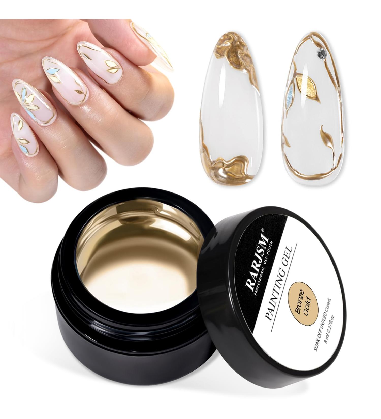 RARJSM Metallic Gel Nail Polish - Bronze Gold Chrome 3D Effect | 8ml Reflective Shine for DIY Nail Art & Home Salon - Buy Online on GoSupps.com