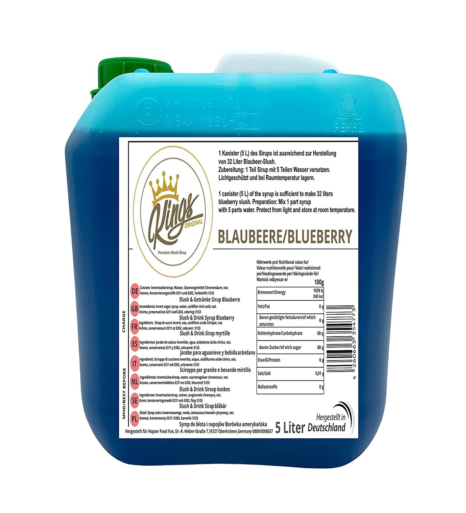 Kings Premium Slush Syrup 5 Liter Blueberry Flavor - Buy Online on GoSupps.com
