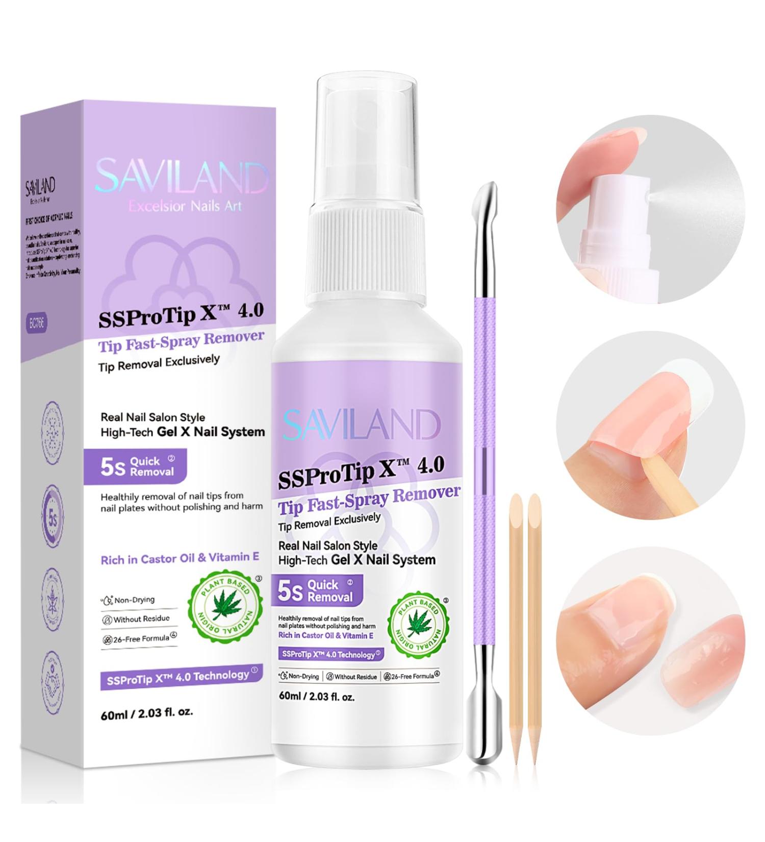 SAVILAND Nail Glue Remover Spray 60ml | Odorless & No Acetone | Quick & Easy Removal for Press-On Nails | Gel Nail Glue Remover at Home - Buy Online on GoSupps.com