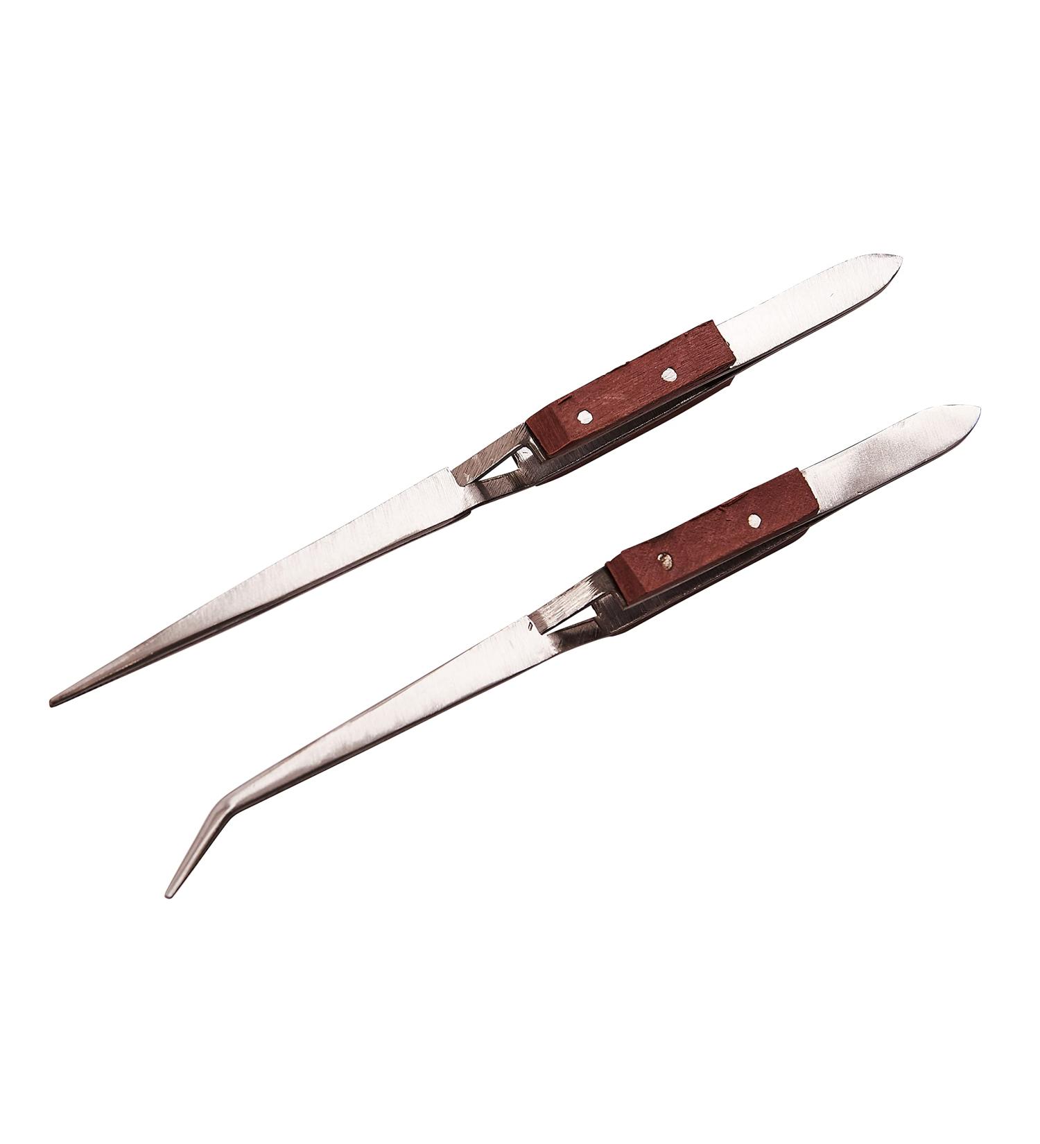 Amtech R0380 2 Piece Wooden Handle tweezer Set - Buy Online on GoSupps.com