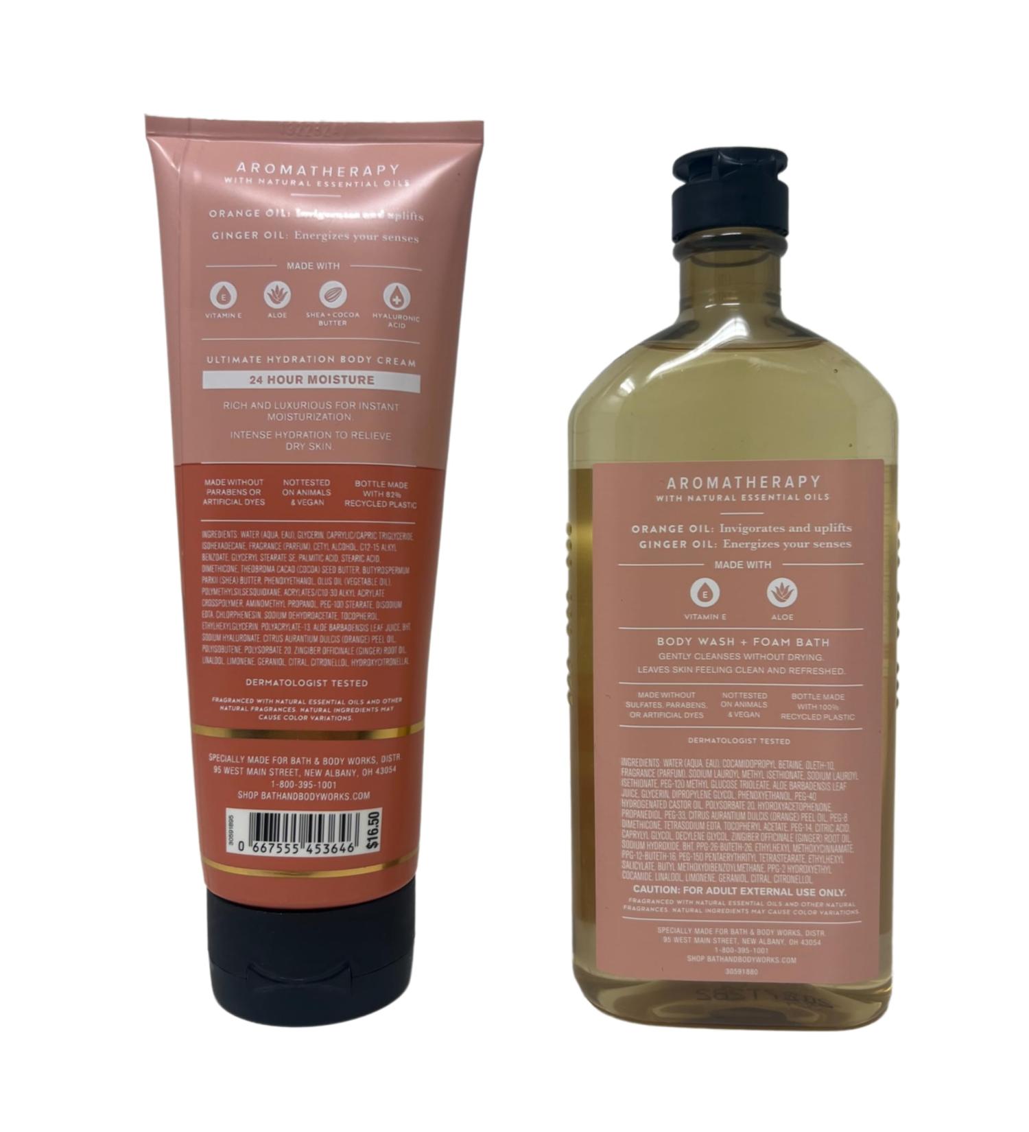 Aromatherapy Energy Orange & Ginger Set - Body Wash & Cream