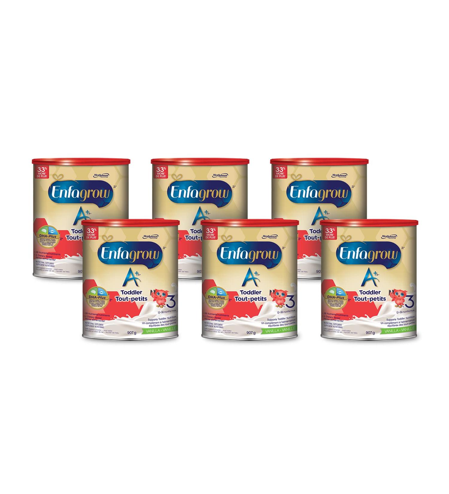 Enfagrow A+ Toddler Nutritional Drink 26 Nutrients including DHA a type of Omega-3 fat Age 12-36 months Vanilla Flavour Powder 907g Pack of 6 - Buy Online on GoSupps.com