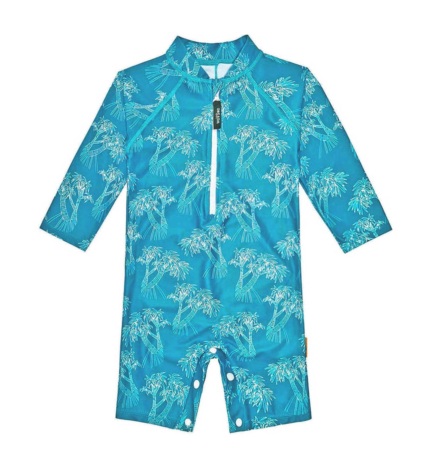weVSwe Baby Toddler Boy Swimsuit UPF 50+ Sun Protection Rash Guard with Crotch Zipper, Green Leaves Print - Sizes 0-3 Years and 3 Years - Buy Online on GoSupps.com
