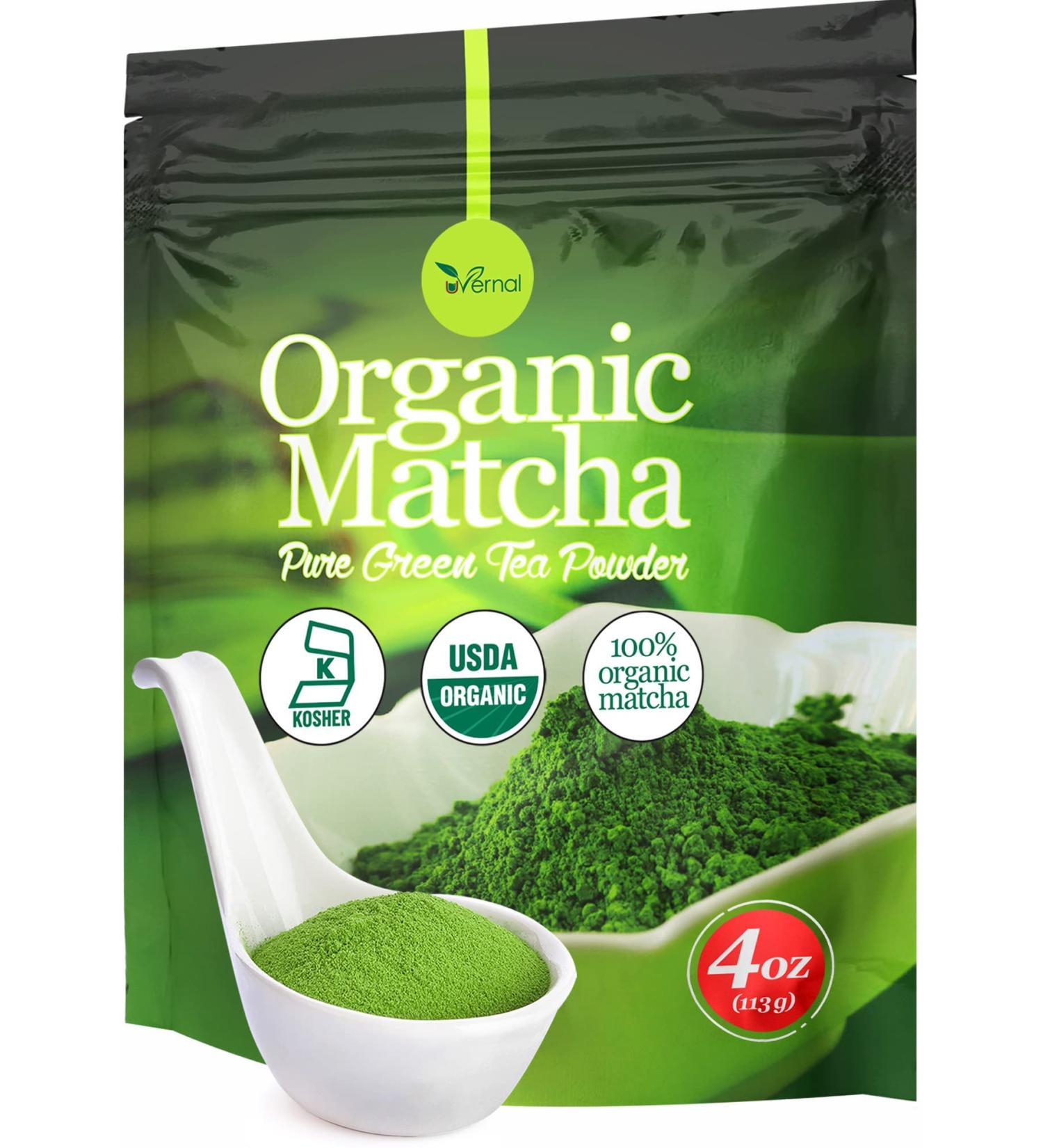 uVernal Organic Matcha Green Tea Powder - 100% Pure for Smoothies, Lattes & Baking - 4oz - Buy Online on GoSupps.com