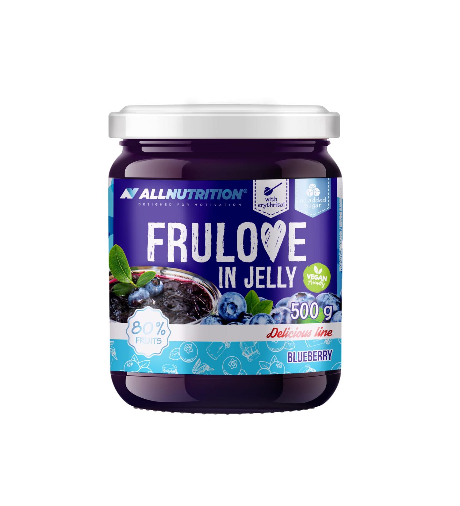 All-Nutrition Frulove Jelly Blueberry - Sugar-Free Jam | 80% Low-Calorie Fruit Spread | Vegan 500g - Buy Online on GoSupps.com