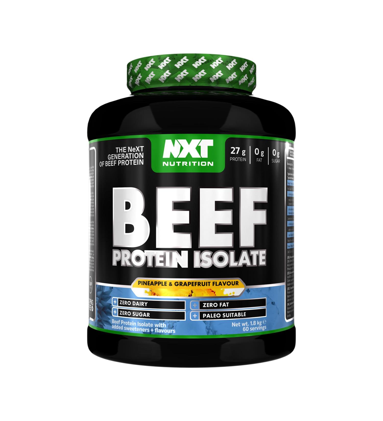 NXT Nutrition Beef Protein Isolate Powder - 1.8kg Pineapple Grapefruit Flavor | Paleo Keto Friendly, Dairy & Gluten Free - High Natural Amino Acids - Buy Online on GoSupps.com