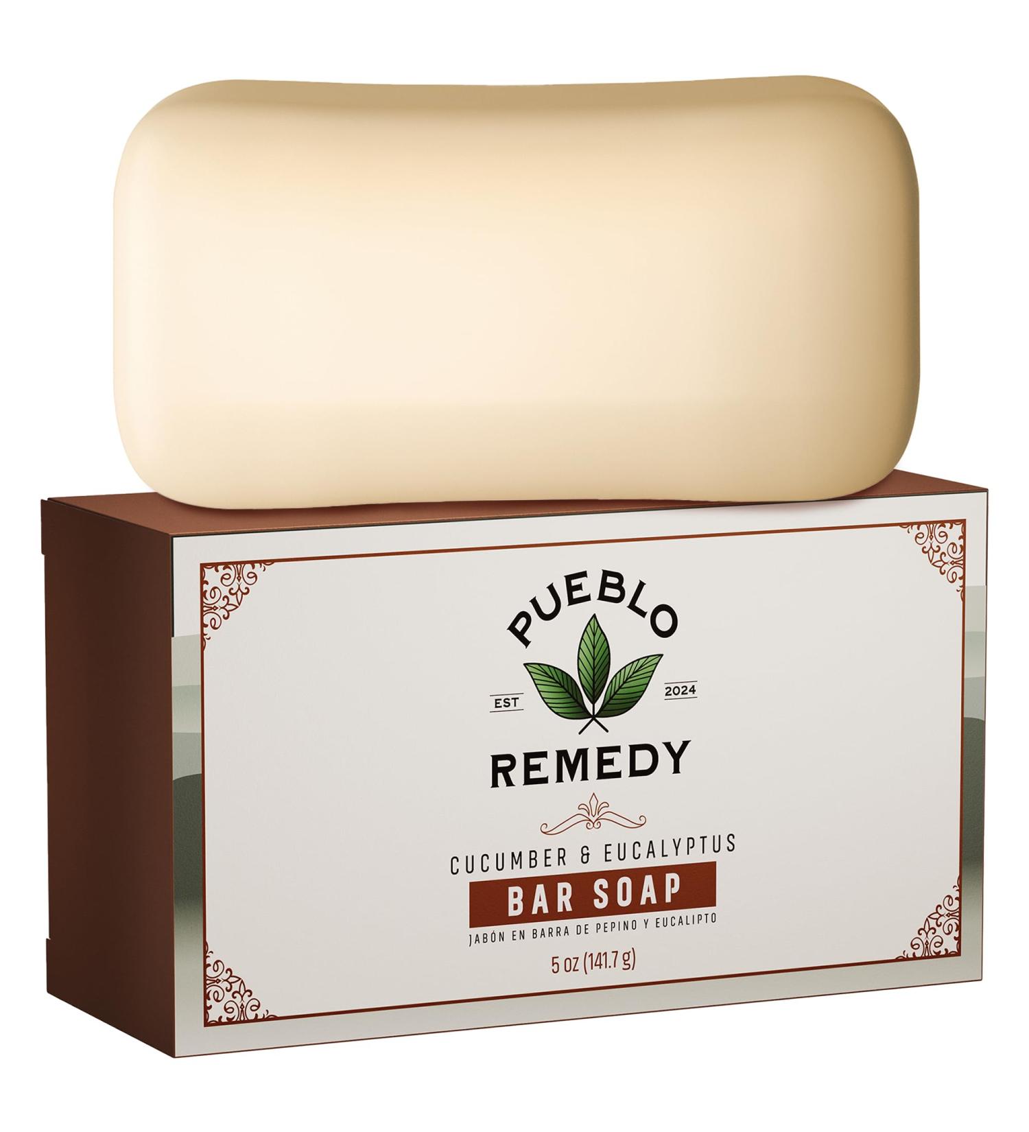 Pueblo Remedy Bar Soap Cucumber & Eucalyptus Gentle & Nourishing Skin Cleanser for Hands Body & Face Care Vegan & Cruelty-Free 5 Oz - Buy Online on GoSupps.com