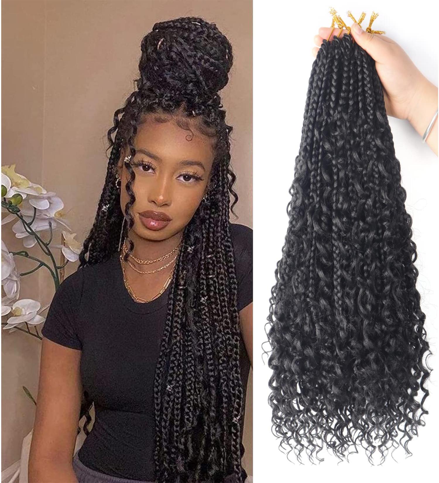 8Packs Goddess Box Braids Crochet Hair With Curly Ends 22inch Pre-looped Bohomian Crochet Box Braids Synthetic Braiding Hair Extensions (22 inch 1B) 22 Inch(Pack of 8) 1B - Buy Online on GoSupps.com