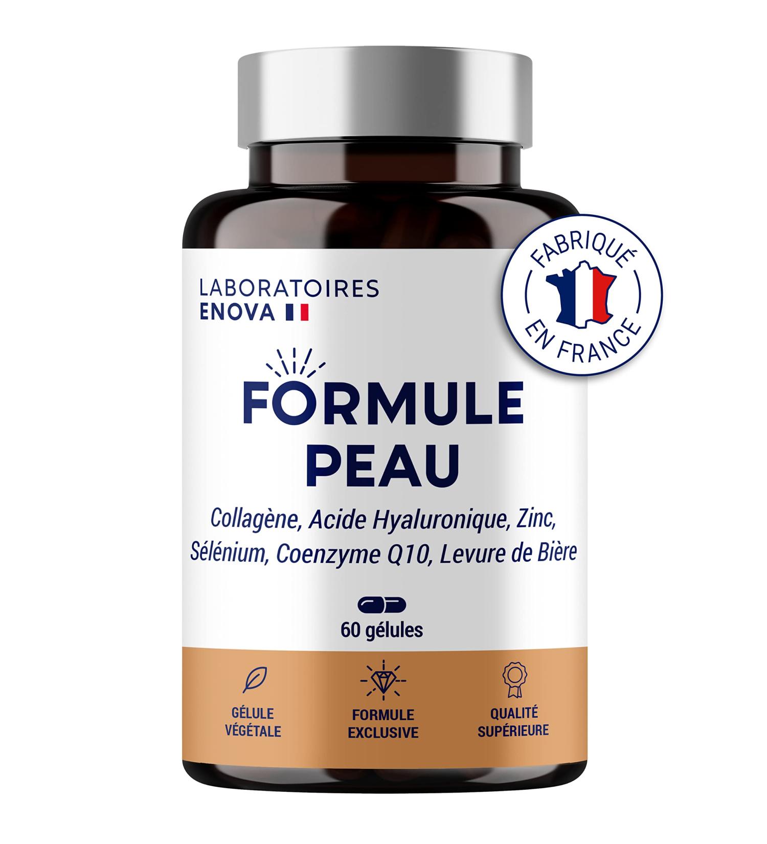 SKIN FORMULA | Marine Collagen Hyaluronic Acid Coenzyme Q10 Zinc Selenium Brewer's Yeast | Antioxidant Hydration Imperfection | 30 Day Skin Food Supplement | Made in France - Buy Online on GoSupps.com