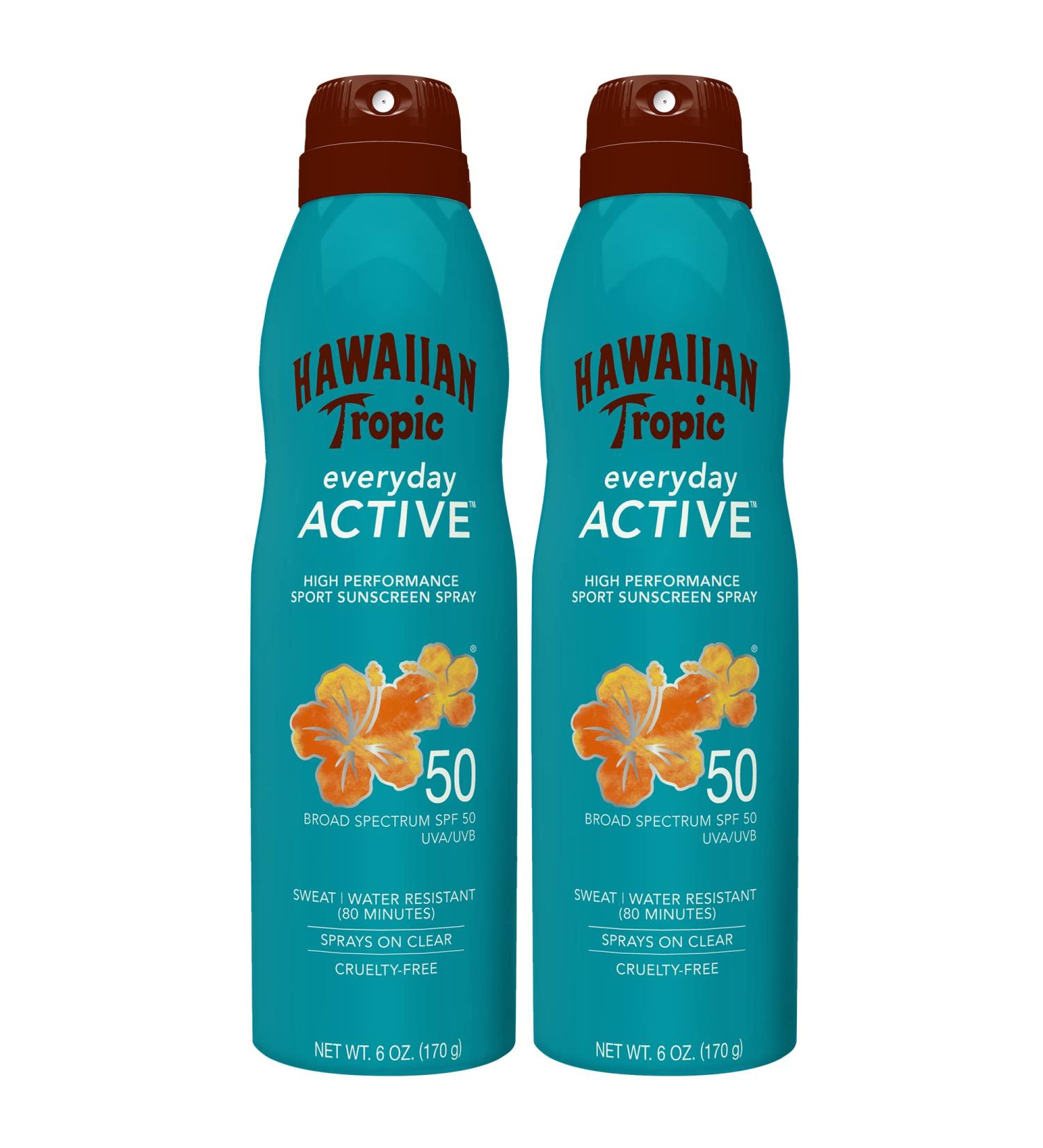 Hawaiian Tropic Sheer Touch Ultra Radiance Lotion Sunscreen SPF 50 & Everyday Active Spray Sunscreen SPF 50 6oz | Hawaiian Tropic Sunscreen SPF 50 Sunblock Oxybenzone No Sunscreen - Buy Online on GoSupps.com
