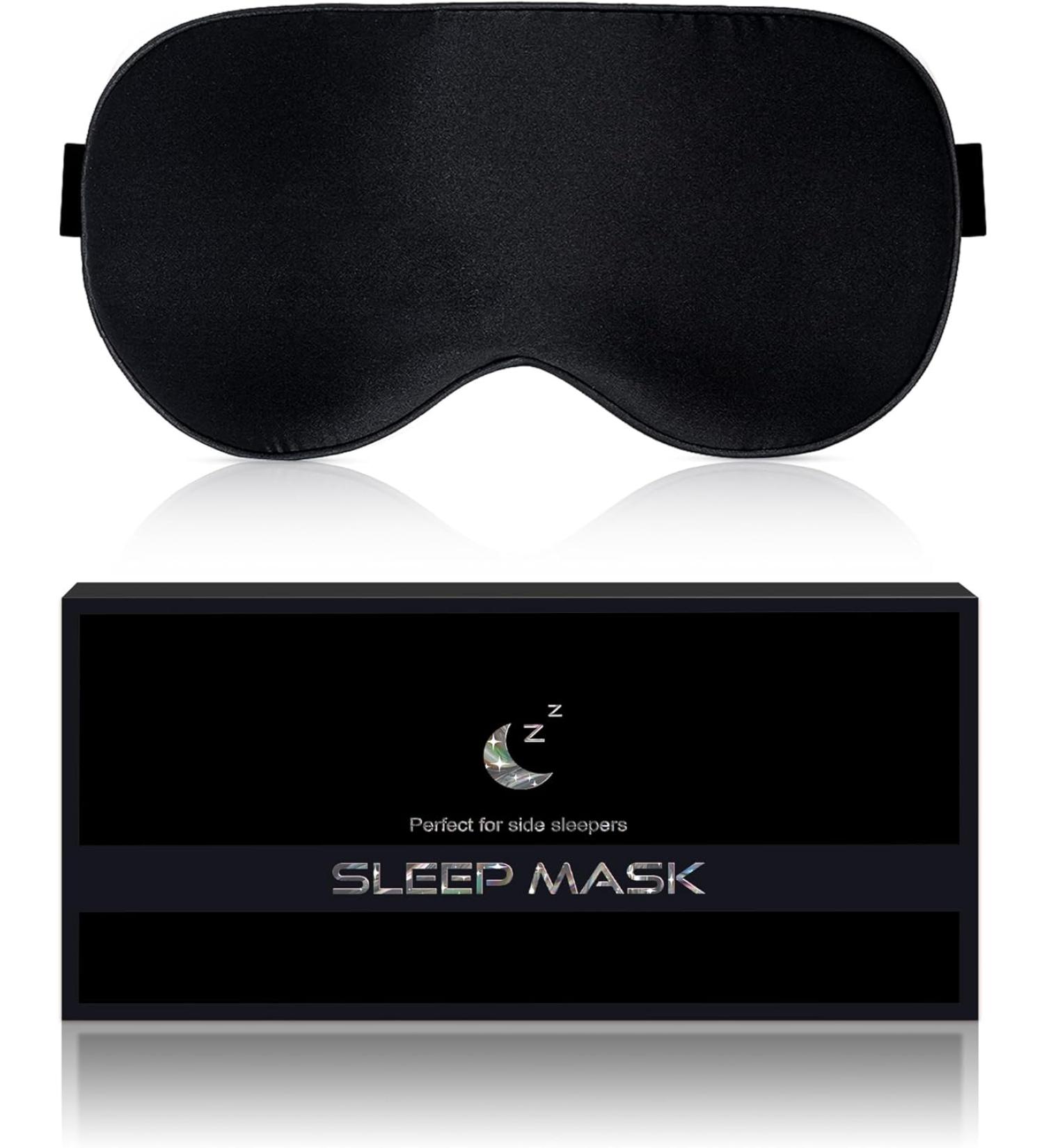 Aosun Silk - Sleep Mask for Side Sleepers, 100% Organic Mulberry Silk, Sleep Eye Mask for Travel Gadget, Black - Buy Online on GoSupps.com
