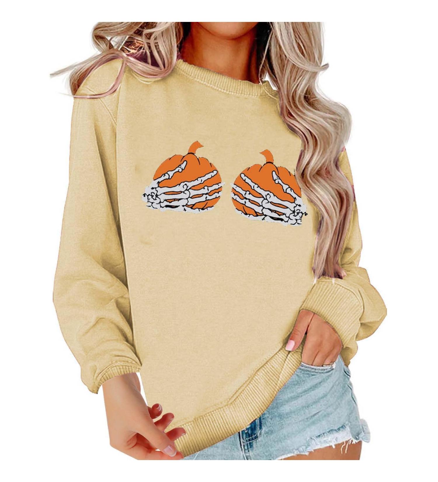 Halloween Costumes Sweatshirt Funny Pumpkin Face Graphic Pullover Crewneck Long Sleeve Fall 3X House Dresses Plus Yellow XX-Large - Buy Online on GoSupps.com