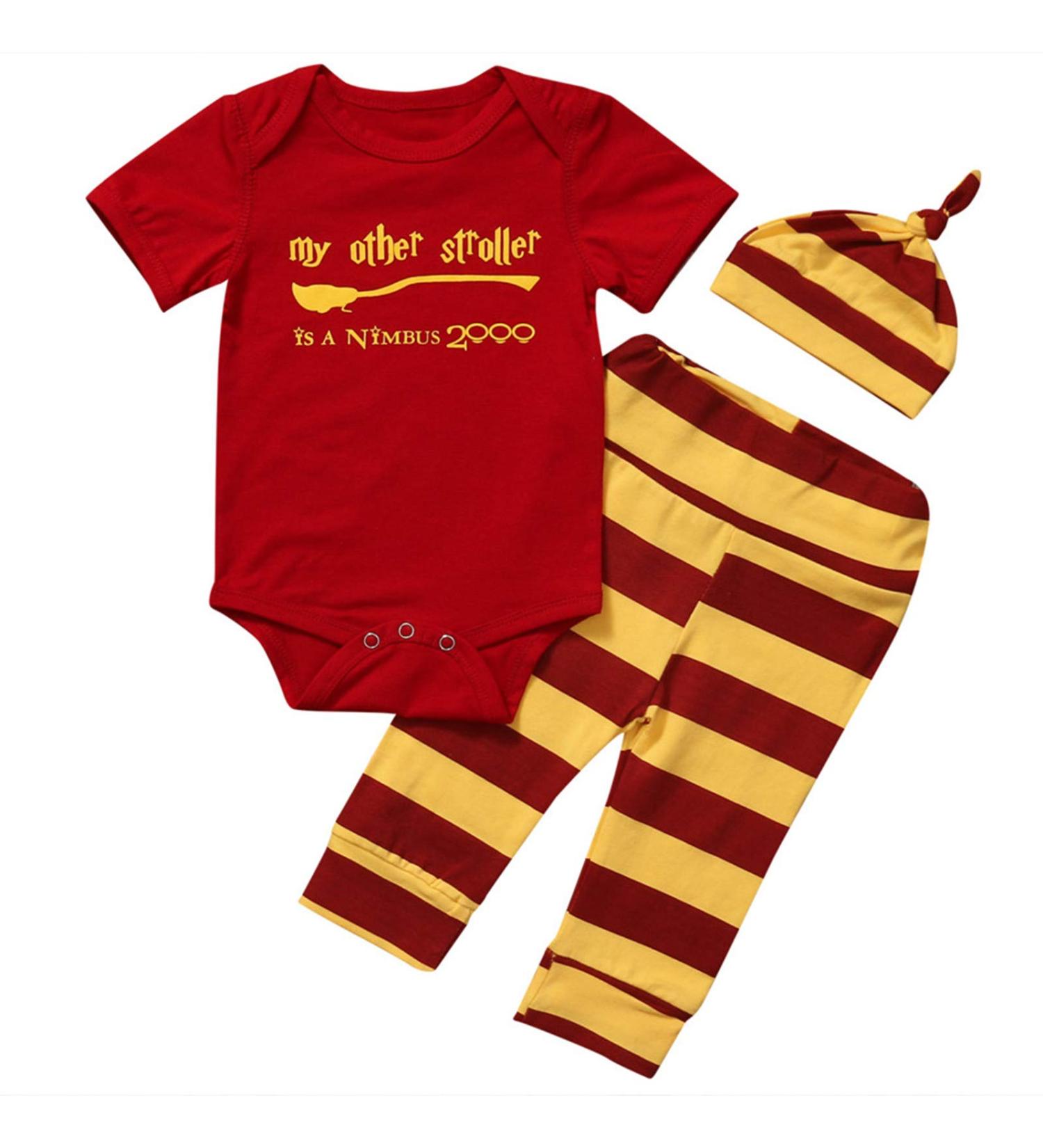 Snuggle This Muggle Bodysuit Set with Striped Pants & Hat - 12-18 Months - Red - Buy Online on GoSupps.com