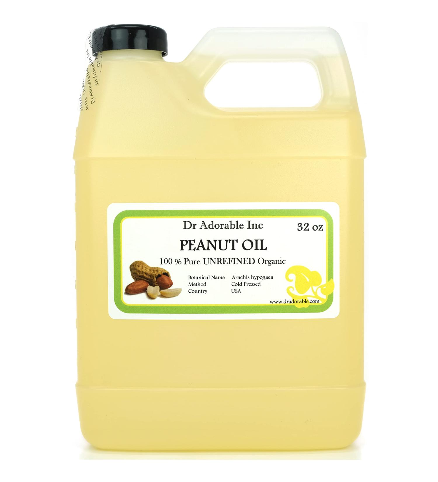 Dr Adorable 32 oz Peanut Oil - Unrefined 100% Pure Organic Cold Pressed - Premium Natural Cooking Oil for Health - Buy Online on GoSupps.com