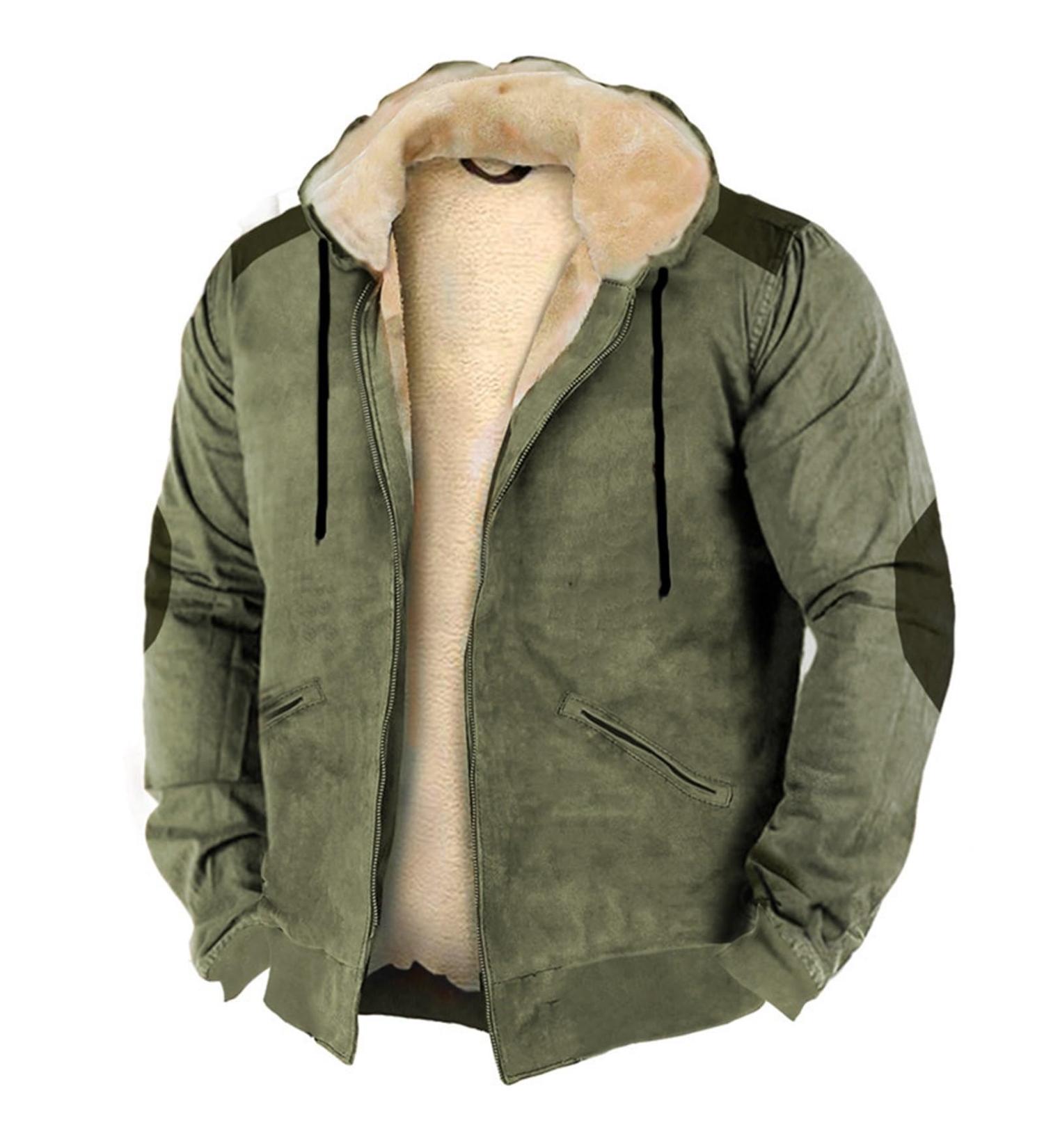Hanxiulin Oversize Plush Hoodie Jacket for Men Thick Winter Coat & Casual Cardigan with Hood | International Shipping - Buy Online on GoSupps.com