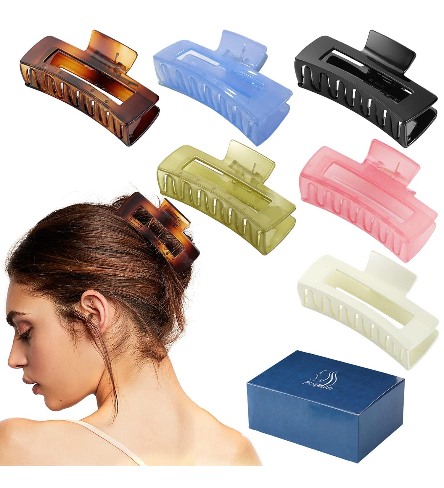 Big Hair Claw Clips - Premium 4 Inch Nonslip Acrylic Clip for Women and Girls - Strong Hold French Design - Stylish Hair Accessories (6 Pcs) - Buy Online on GoSupps.com