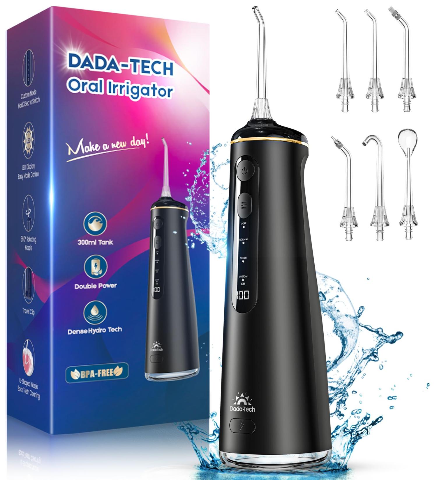 Water Flosser for Teeth - Cordless Oral Irrigator Portable Dental Cleaner with 8 Modes 7 Jets 300ml Tank Rechargeable - Ideal for Braces (Black - Buy Online on GoSupps.com