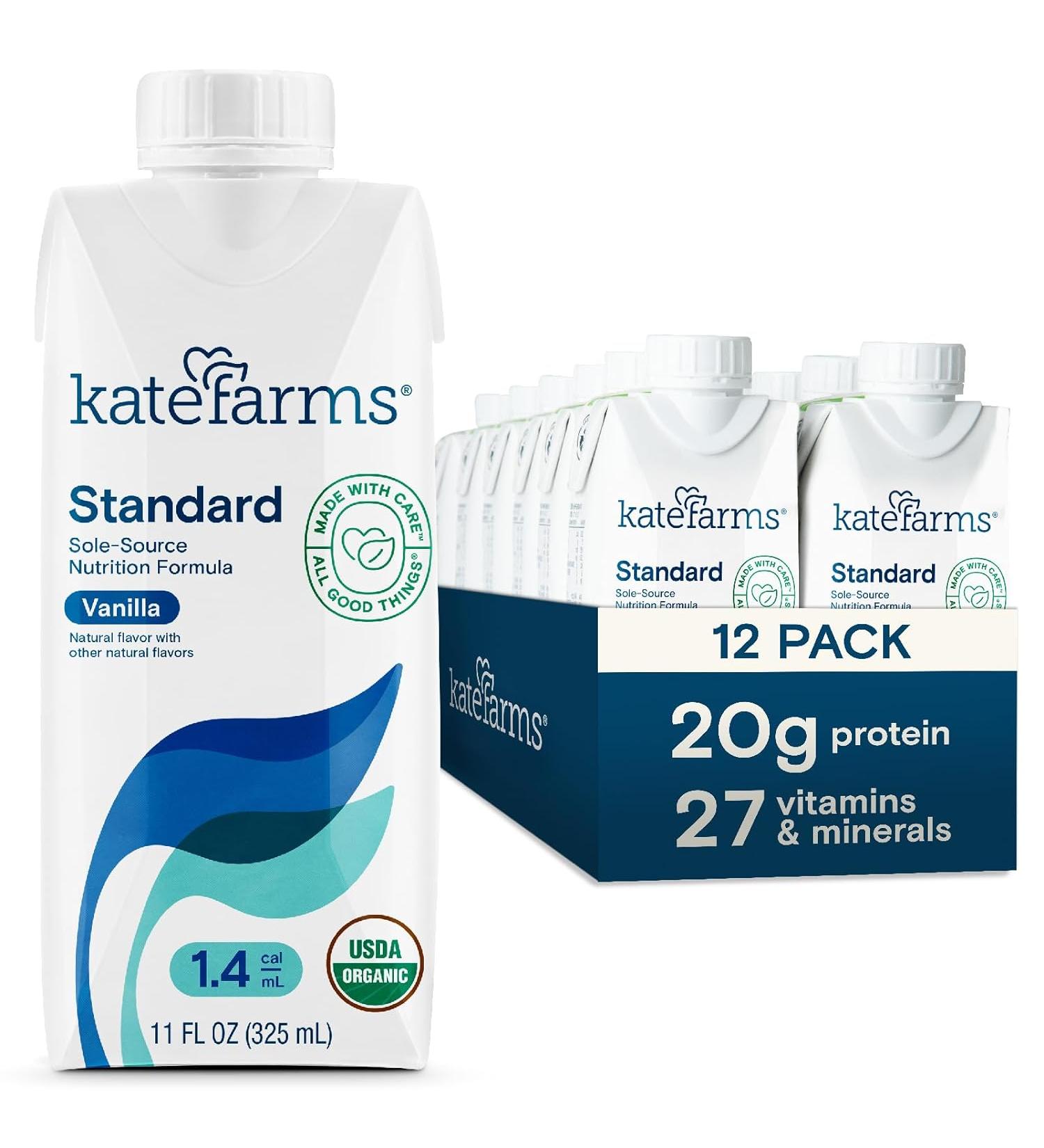 KATE FARMS Organic Vegan Plant Based 1.4 Sole-Source Nutrition Shake 20g Protein, 27 Vitamins & Minerals, High Calorie Meal Replacement Drink, Gluten Free & Non-GMO - 11 Fl Oz (Pack of 12) - Buy Online on GoSupps.com