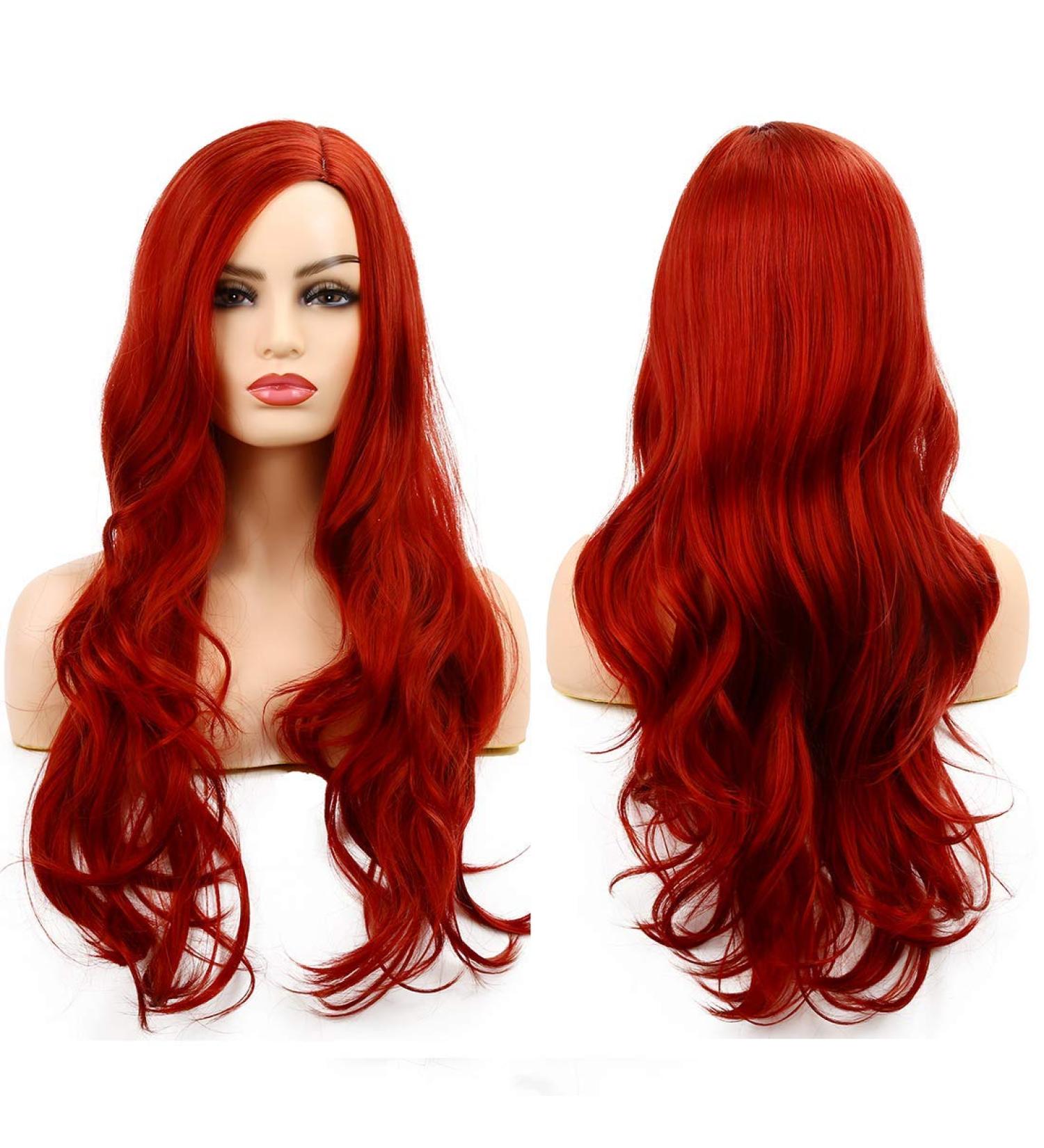 Long Curly Red Synthetic Wig for Women - Perfect for Cosplay Halloween Costumes & Parties | L205 - Buy Online on GoSupps.com