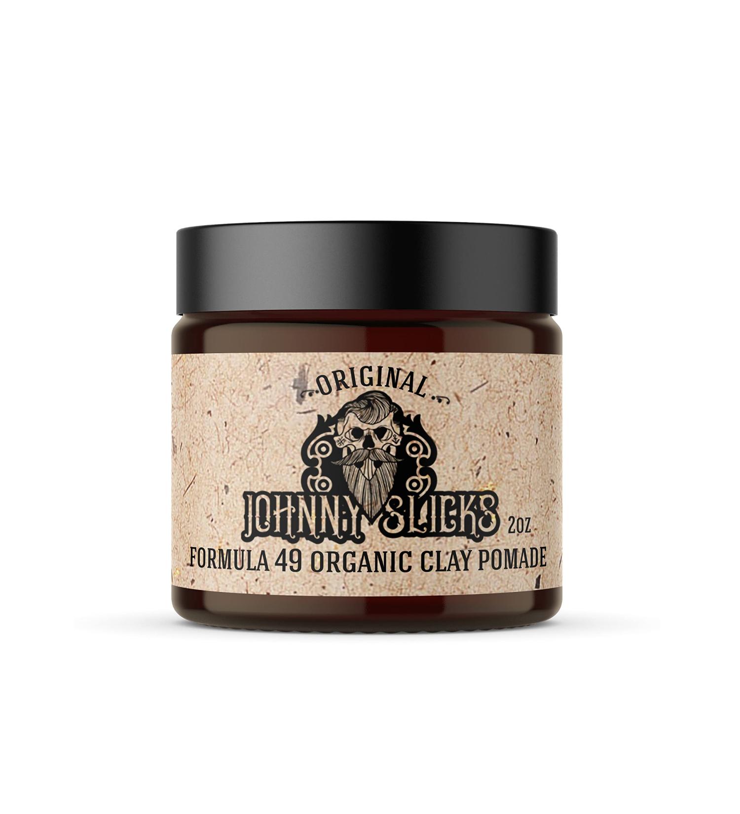 Johnny Slicks Formula 49 Original Clay Pomade - Firm Hold & Matte Finish - 2oz Organic Pomade for Men - Promotes Hair Growth, Hydrates Skin - Buy Online on GoSupps.com