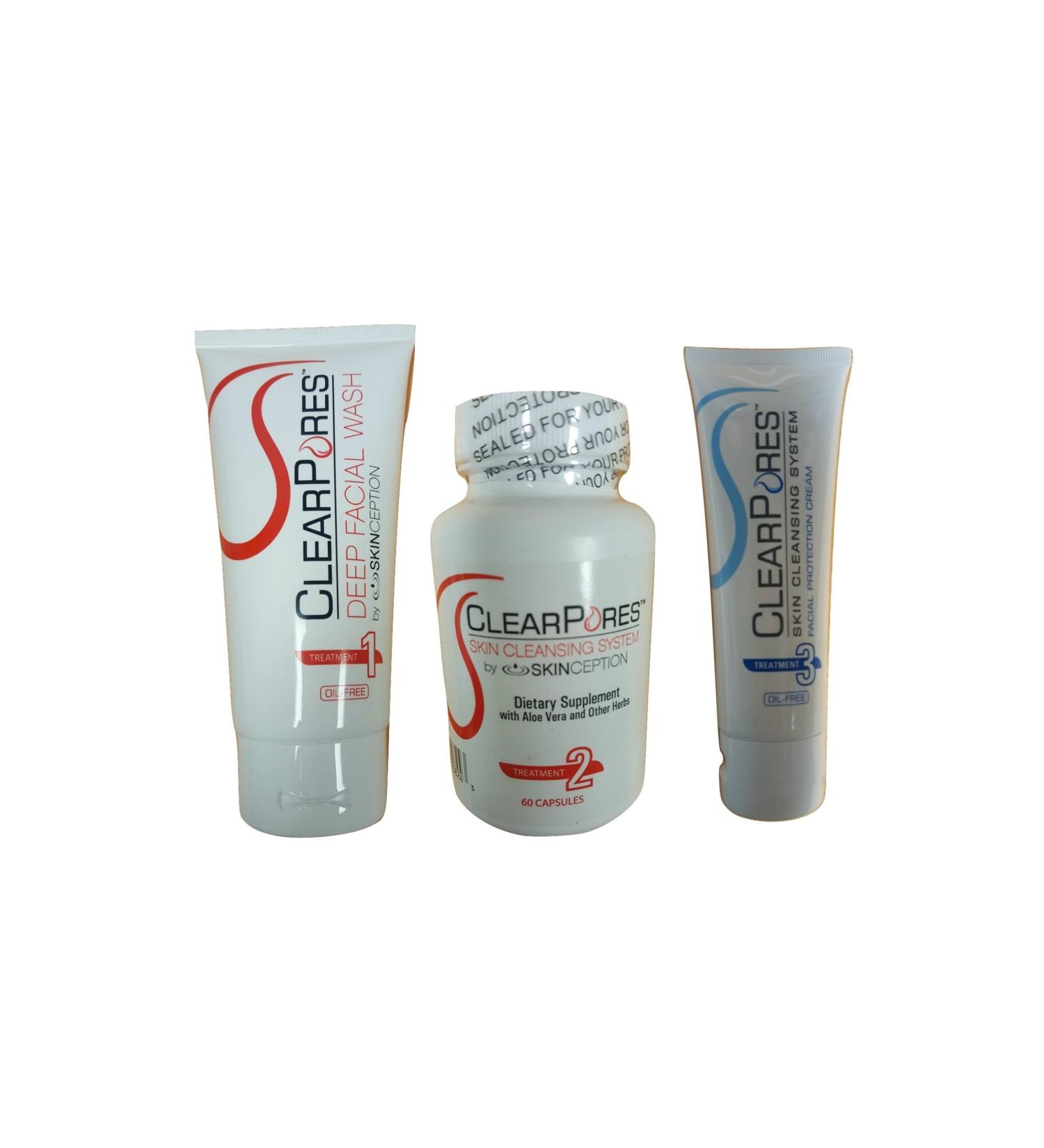 Acne Treatment Facial System - Clear Pores Deep Wash & Herbal Protection Cream for Clear Skin - Buy Online on GoSupps.com
