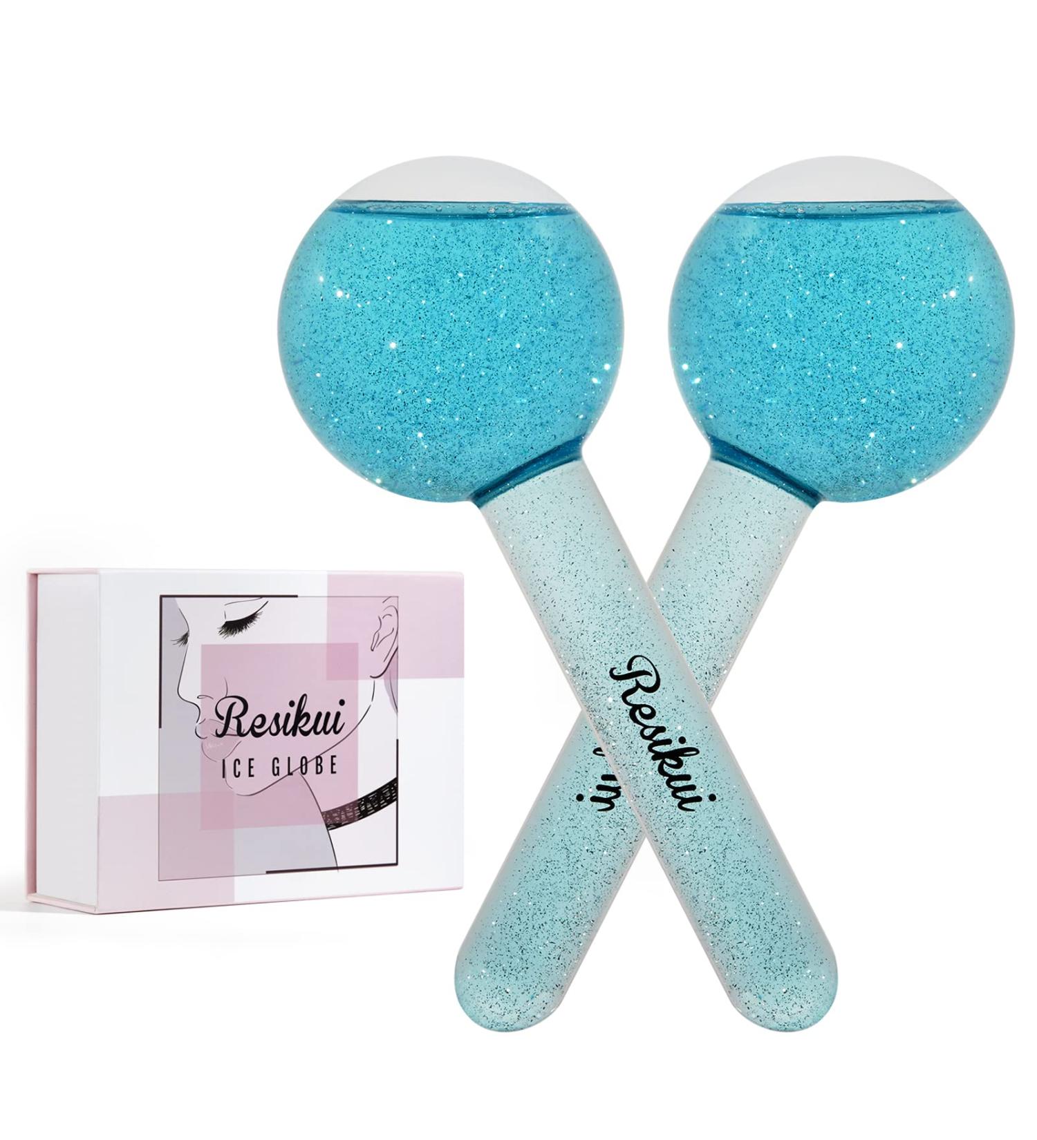 RESIKUI Ice Roller Facial Cooling Globes Face Massager Tools for Anti-Aging and Tightening Skin - Blue - Buy Online on GoSupps.com