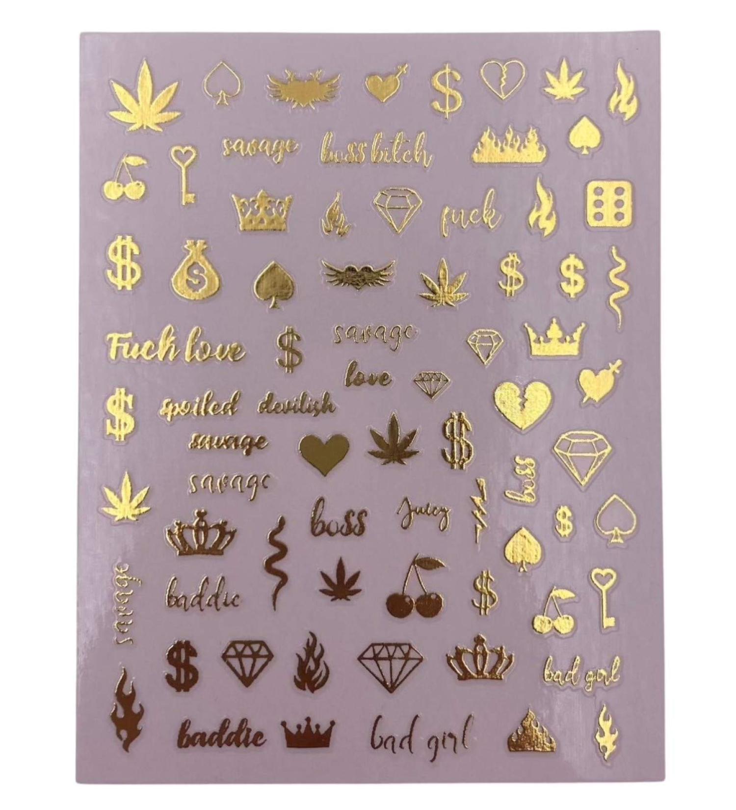 Impeccable 5 Sheets Luxury Nail Art Stickers - 500+ Gold Customized Decals for Fake Nail Designs and Salon Accessories - Buy Online on GoSupps.com
