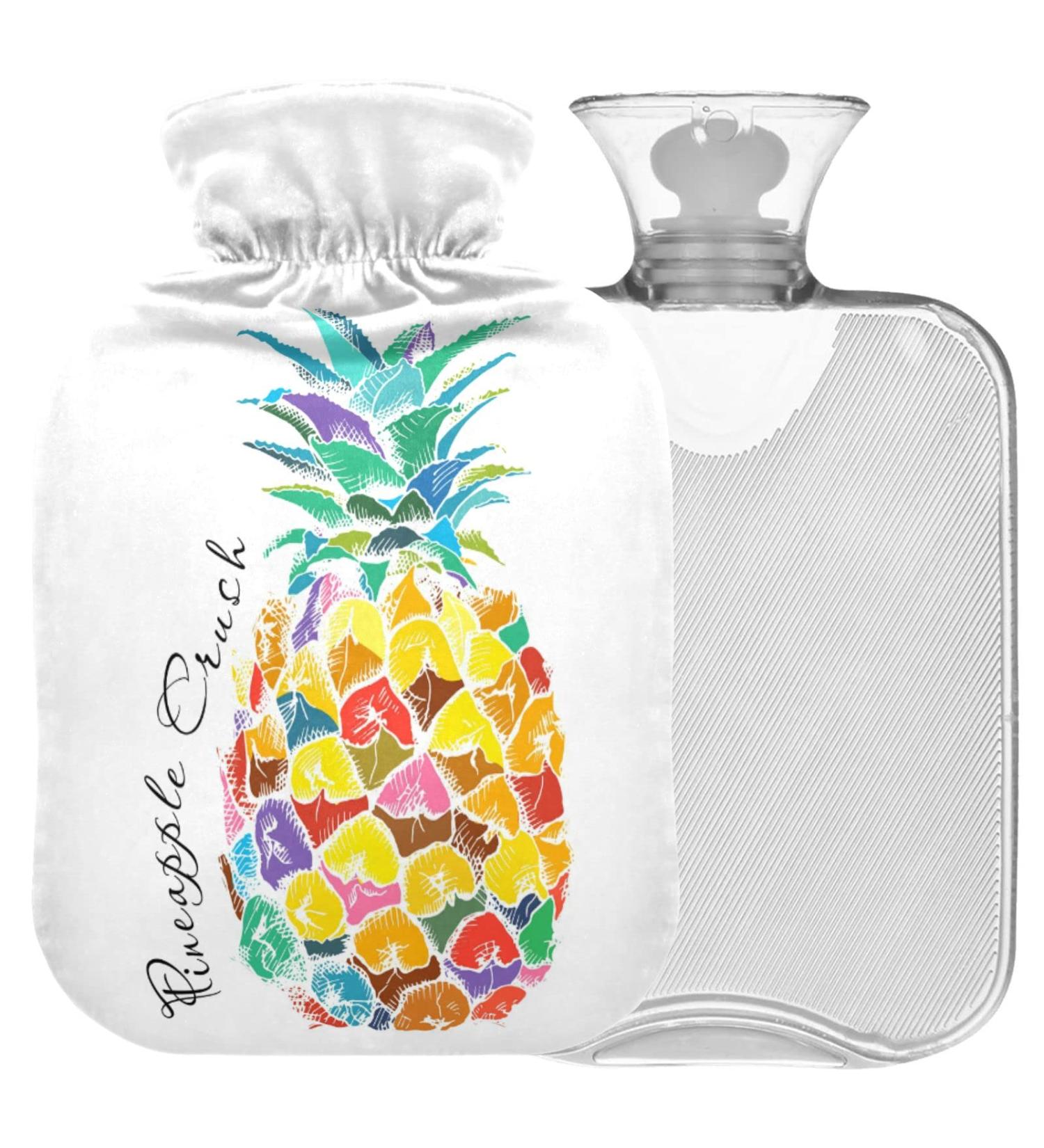 Naanle Colorful Pineapple Watercolor Heat Bottle 1L Transparent Hot & Cold Therapy for Bed Hands & Feet | Pain Relief | International Shipping - Buy Online on GoSupps.com