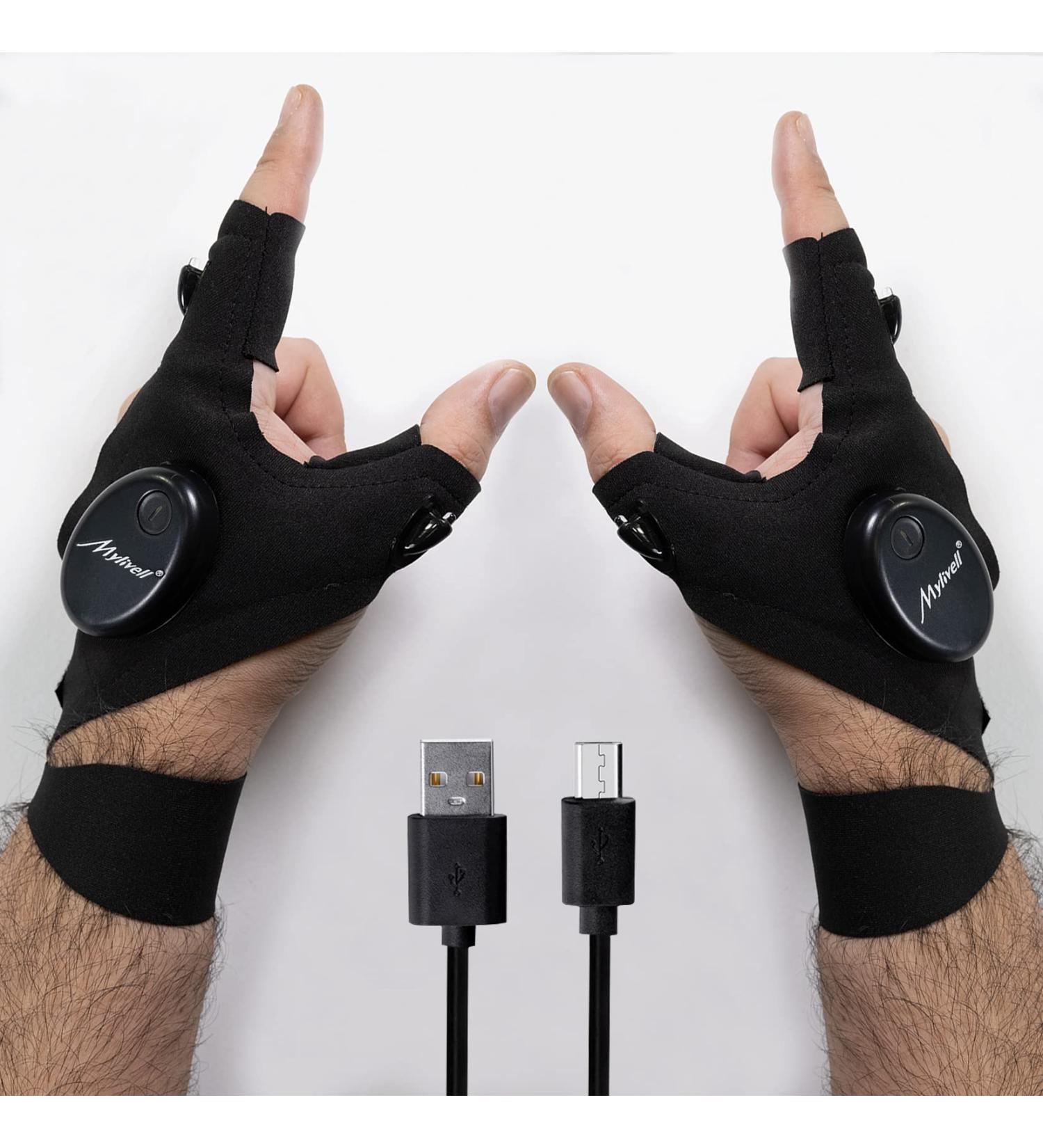 Mylivell LED Flashlight Gloves - Perfect Father's Day Gift for Outdoor Activities and Repair Tasks - Rechargeable Black Gloves with Stretchy Strap and Screwdriver - Ideal for Fishing, Camping, Hiking, and Night Running - Buy Online on GoSupps.com