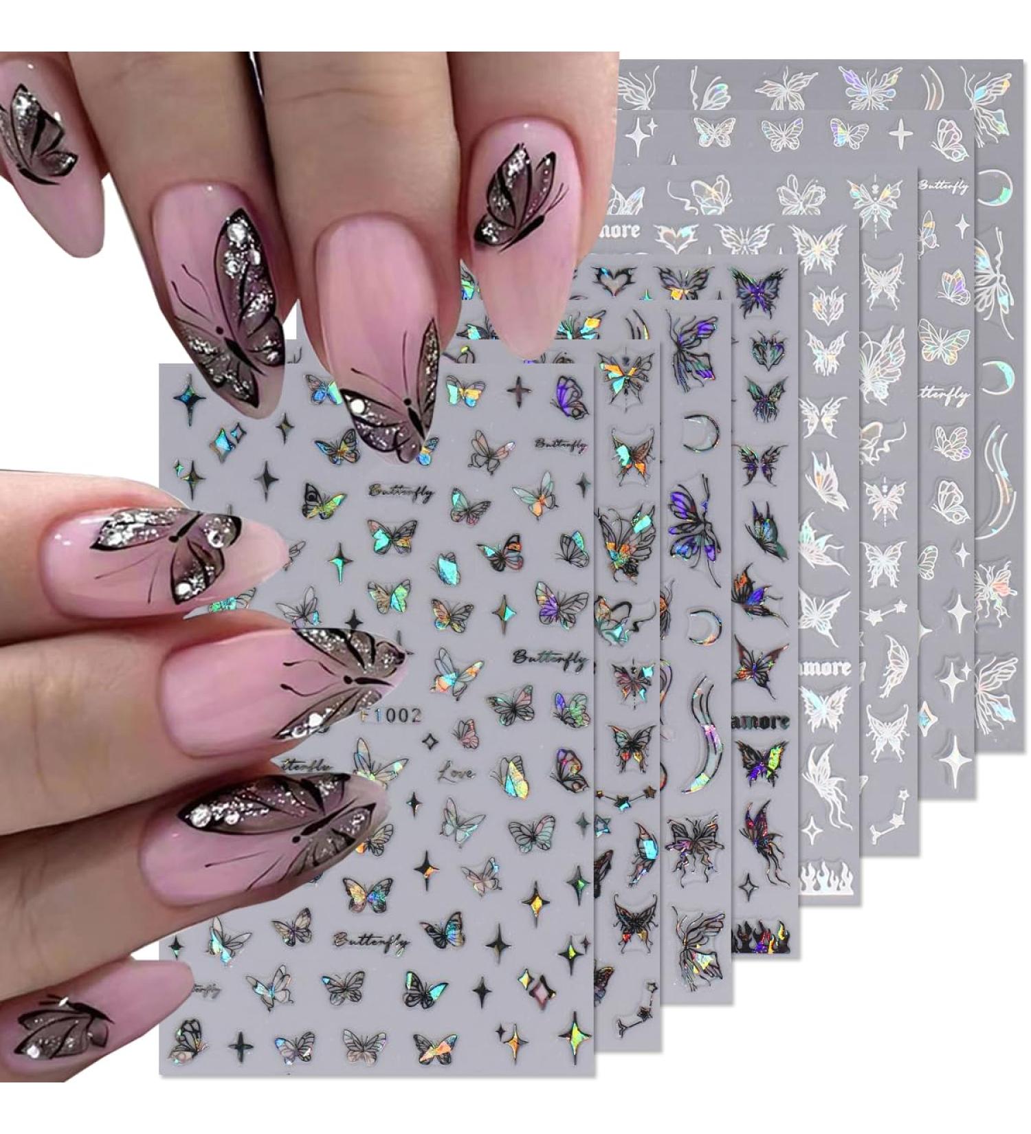 Buy BSBTBZ Butterfly 3D Self-Adhesive Nail Art Stickers | Shiny Glitter Decals for Women & Girls | Waterproof Glossy Finish | Perfect for Home & Salon Use - International Shipping Available - Buy Online on GoSupps.com