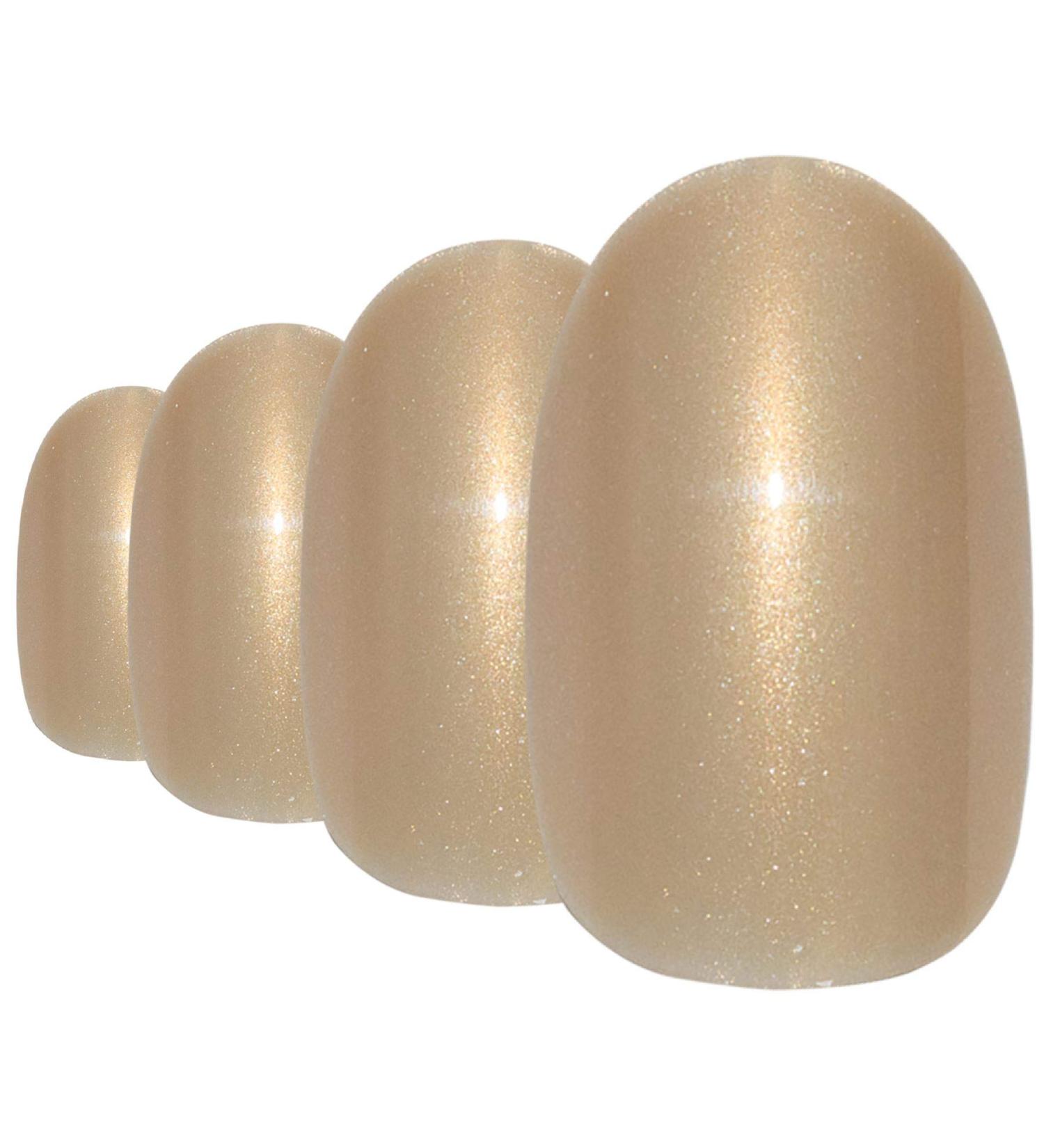 Shop Bling Art Gold Pearly Oval False Nails - 24 Medium Tips for Stunning Nail Designs | International Shipping Available - Buy Online on GoSupps.com